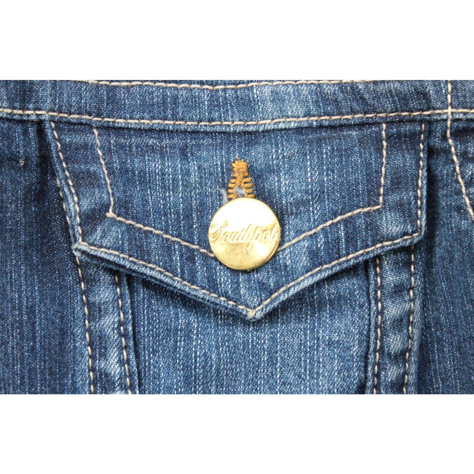 Southpole Y2K Southpole Short Cropped Denim Jean Jacket XL Medium Wash Button Detail Women Size 40" / US 18 - 2 Thumbnail