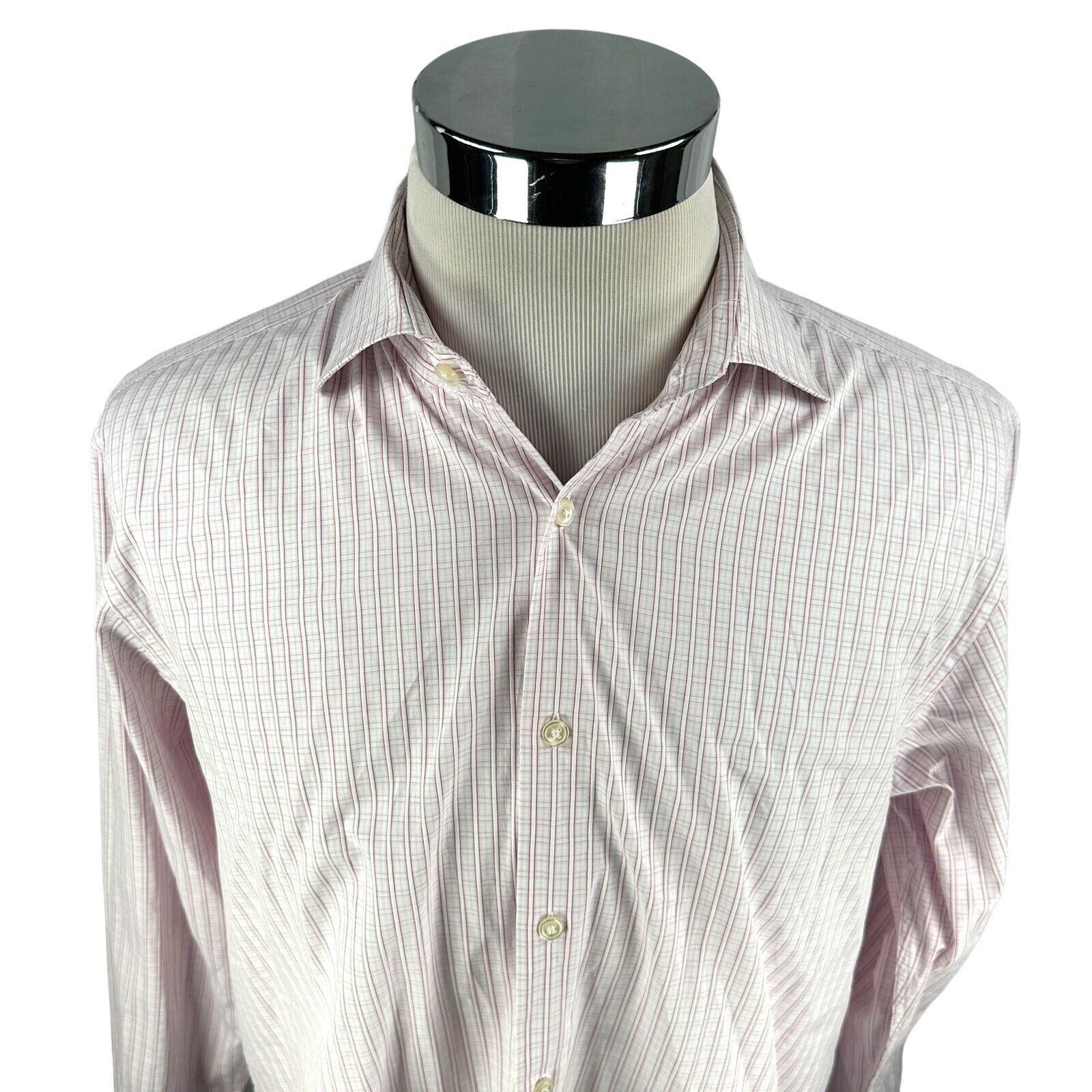 Hugo Boss Hugo Boss Gerald Dress Shirt 17.5 34/35 Pink White Button Up Size US XL / EU 56 / 4 - 2 Thumbnail