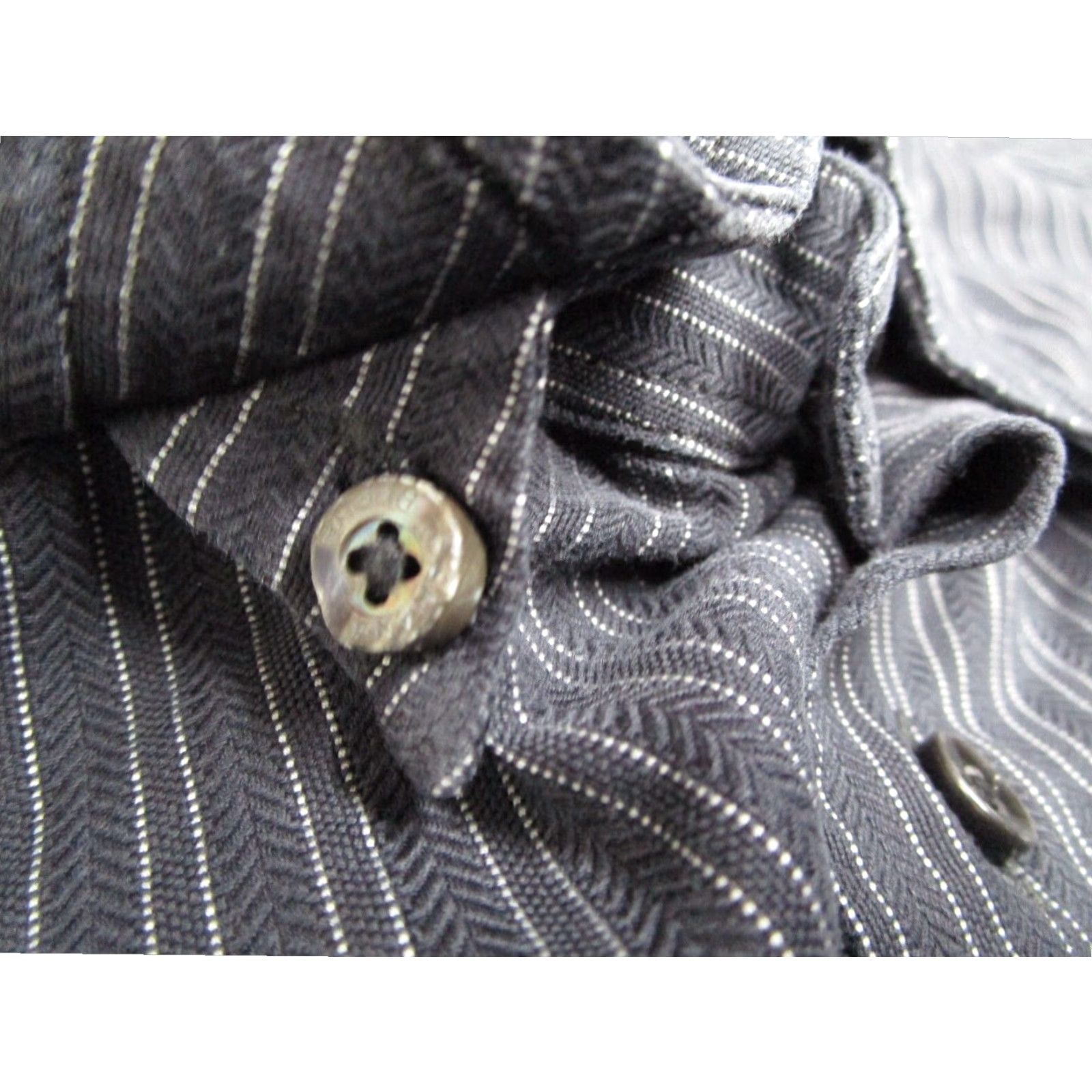 Zanella Zanella Mens XL Gray Striped Long Sleeve Button Down Collar Cotton Shirt Made in Italy Size US XL / EU 56 / 4 - 5 Thumbnail