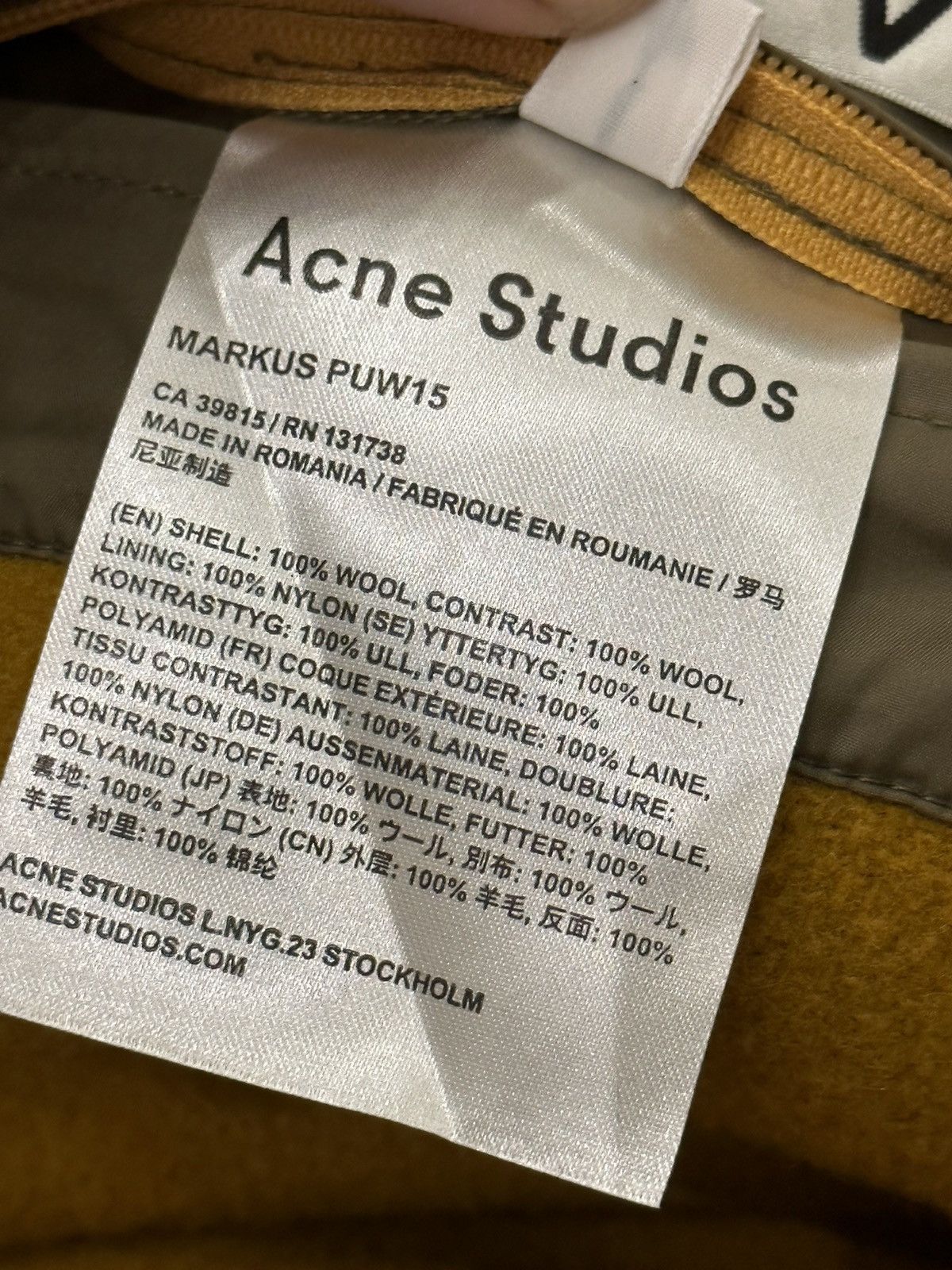 Acne Studios Acne studios Markus PAW15 mustard coat Size US S / EU 44-46 / 1 - 5 Thumbnail