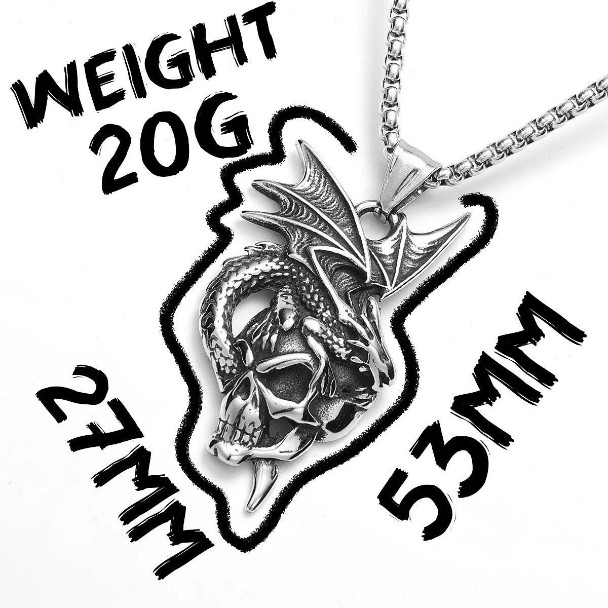 Other Dragon Skull Gun Pendant Accessories Necklace Gifts For Him Size ONE SIZE - 6 Thumbnail