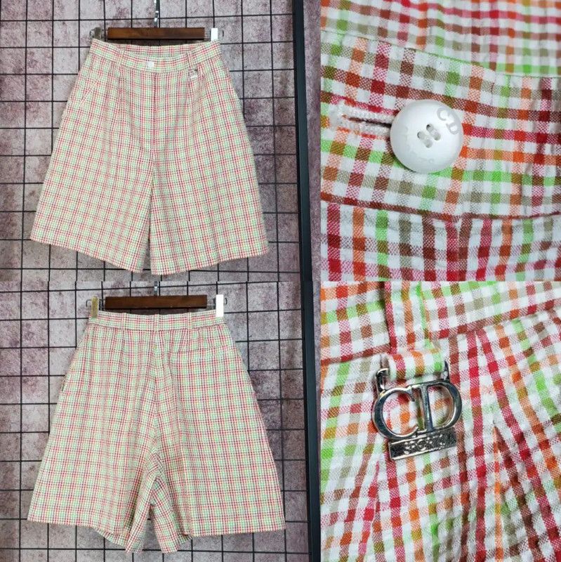 Dior Dior Summer Pink Checked Cotton Blend Casual Pants 0089 Size 23" - 1 Thumbnail