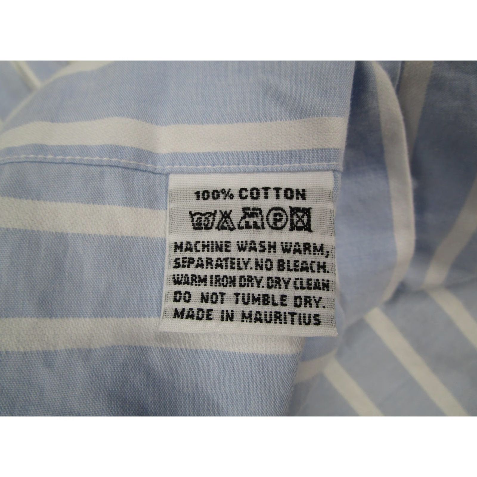 Vintage VINTAGE Cafe Coton Dress Shirt Mens L Blue White Stripe Twill 100% Cotton Classic Long Sleeve Button Down Size 42R - 5 Thumbnail