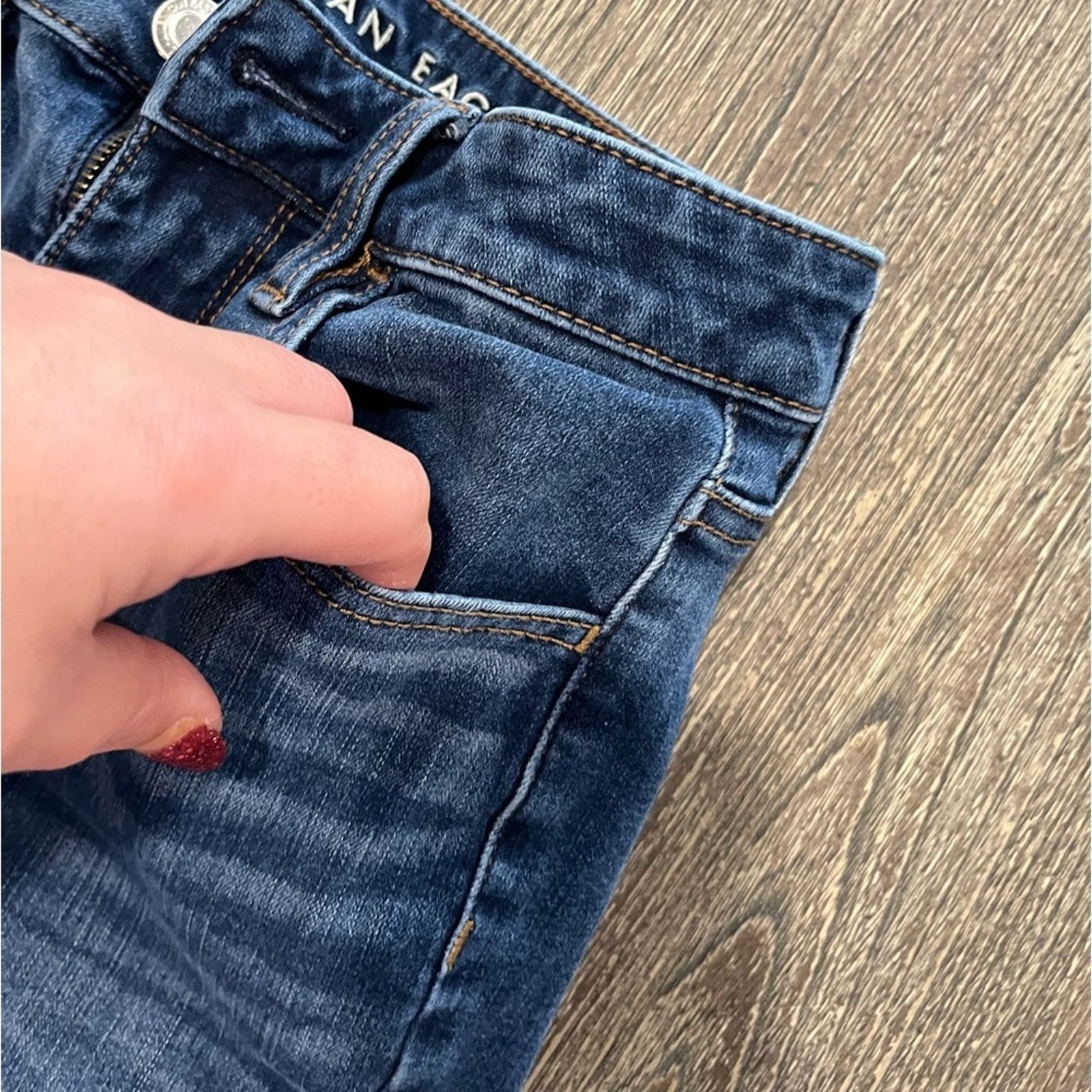 American Eagle Outfitters American Eagle Hi-Rise Skinny Jeans 360 Super Stretch Blue 2 Size 26" / US 2 / IT 38 - 4 Thumbnail