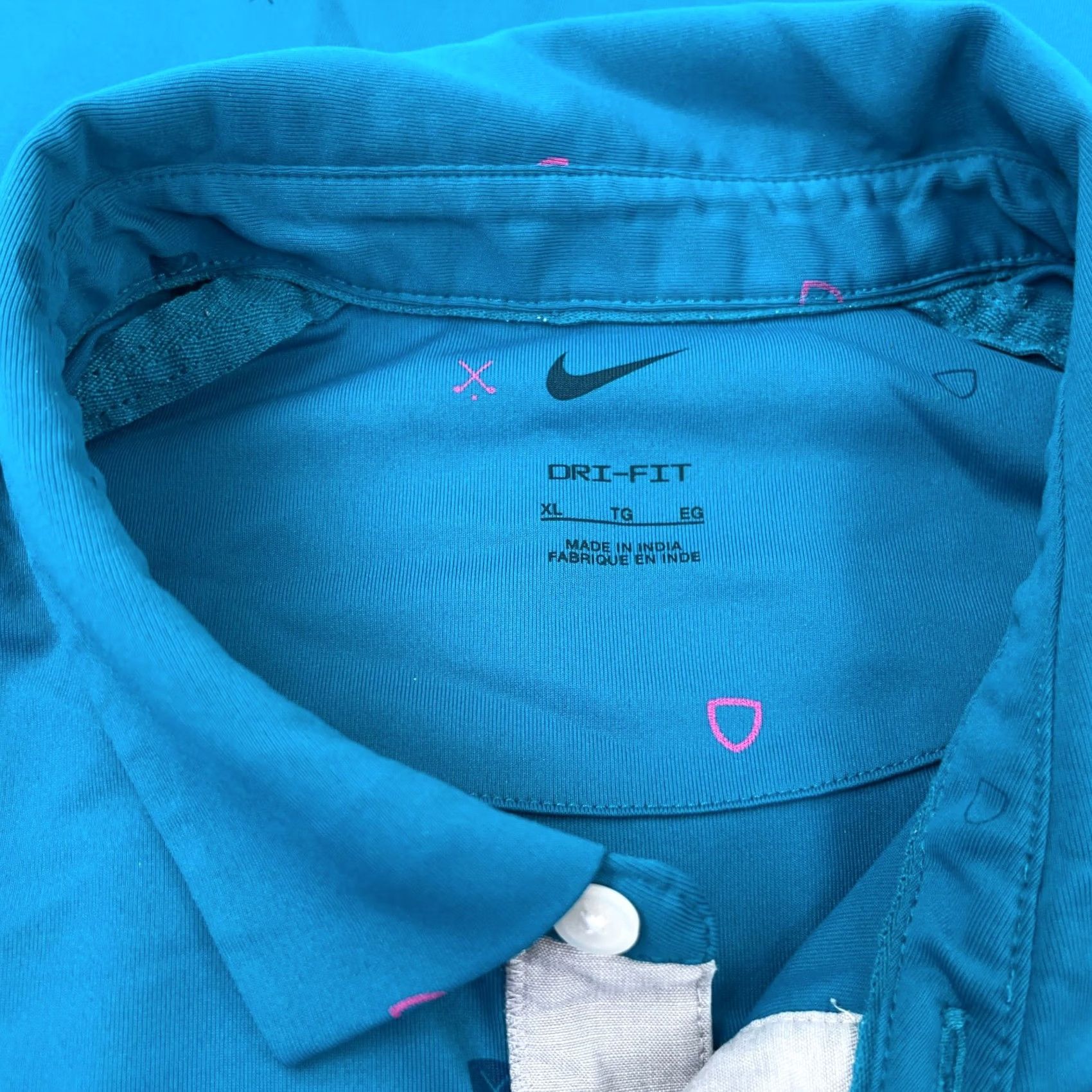 Nike Nike Golf Polo Shirt Men XL Teal Blue Dri-Fit Standard Geometric Spotted Wicking Size US XL / EU 56 / 4 - 6 Thumbnail