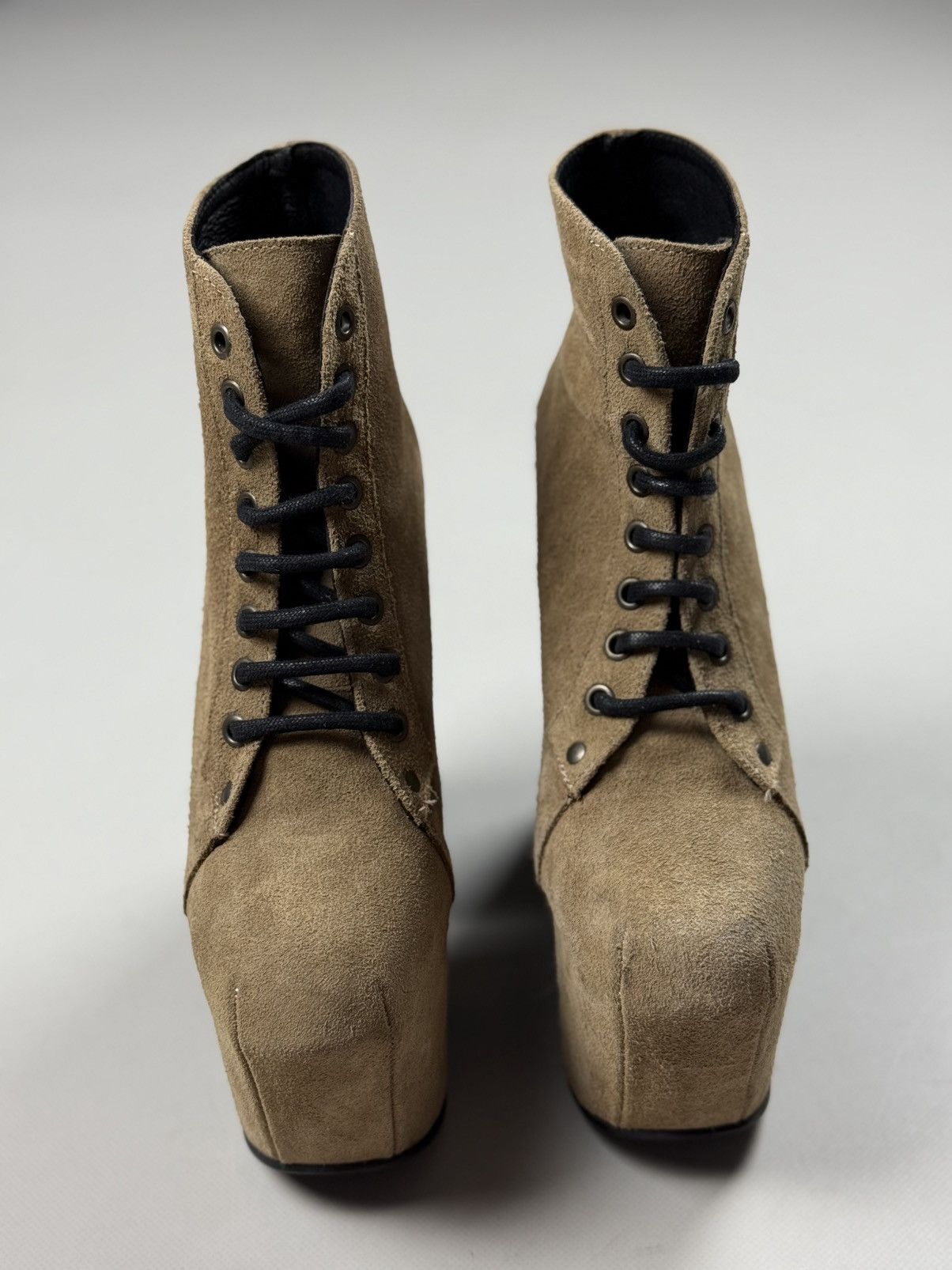 Jeffrey Campbell Avant-Garde Suede Block Heeled Platform Boots Shoes Size US 7 / IT 37 - 7 Thumbnail