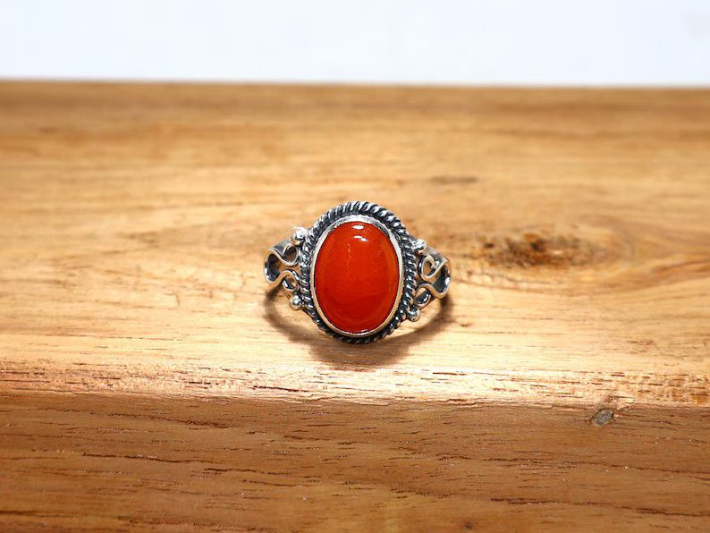 Handmade Handmade Carnelian Ring: 925 Sterling Silver Boho Ring, Gift Size ONE SIZE - 2 Thumbnail