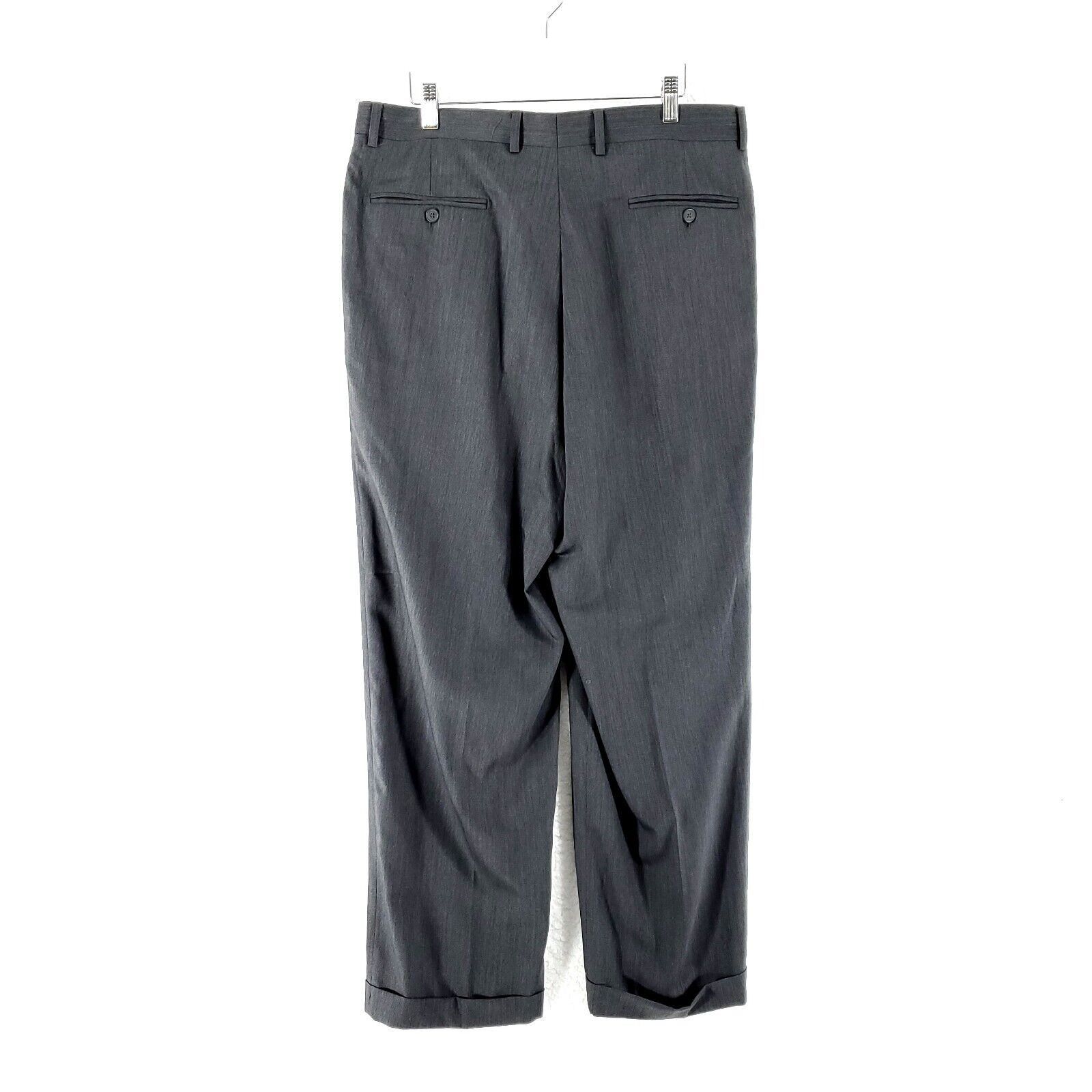 Designer Lanificio Comero Linea Naturale Wool Pleated Cuffed Gray Dre Size 34R - 2 Thumbnail