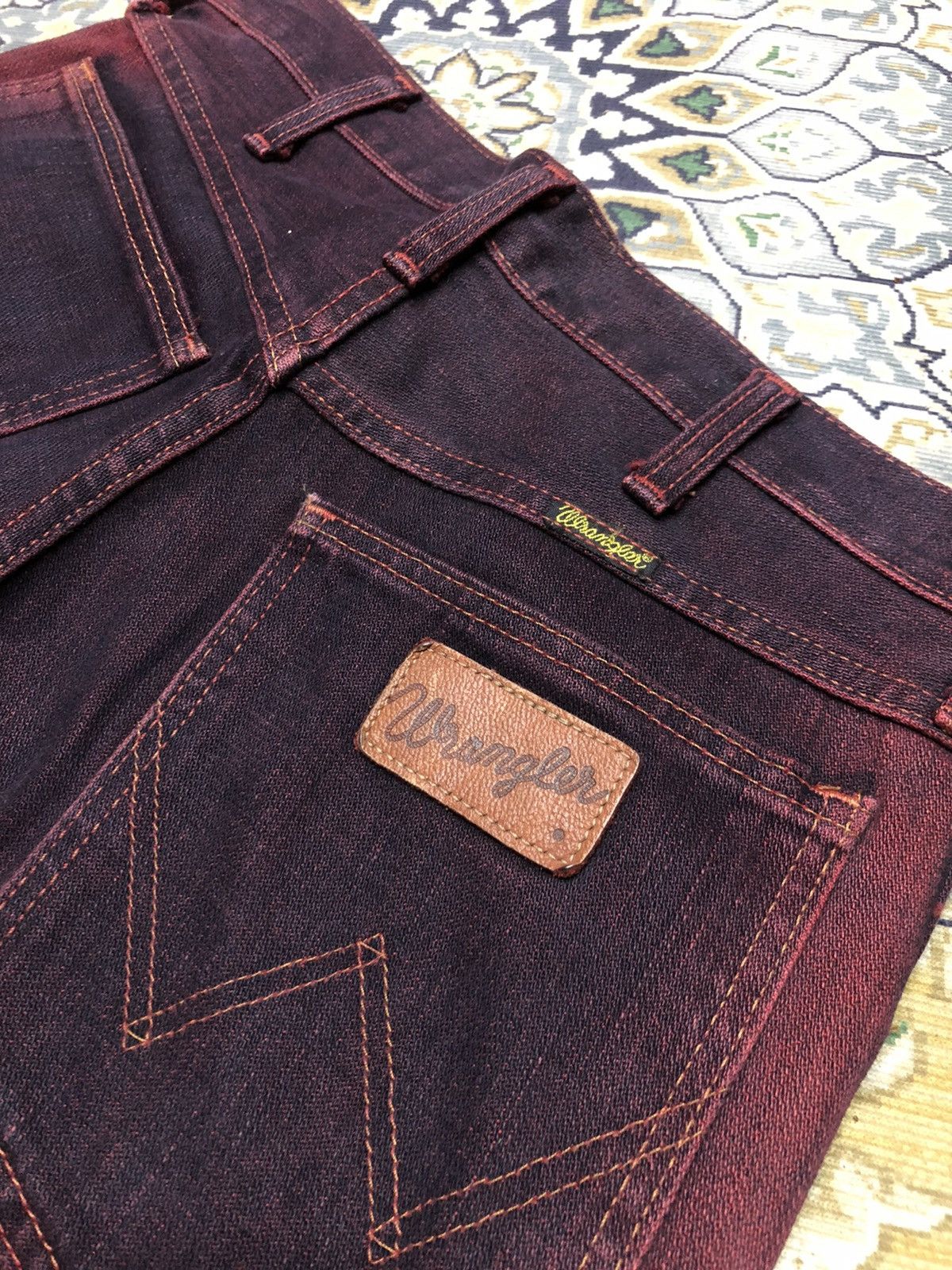 Vintage FLARED WASHED MAROON VINTAGE WRANGLER Size US 28 / EU 44 - 3 Thumbnail