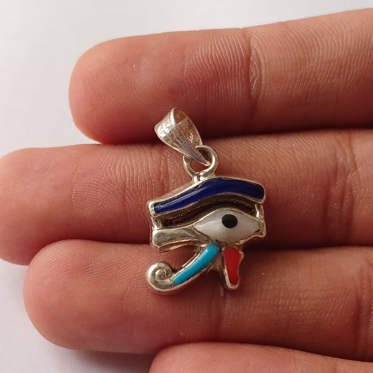 Sterling Silver 925 Silver Pendant Inlaid Lapis, Turquoise & Egyptian Touch Size ONE SIZE - 2 Thumbnail