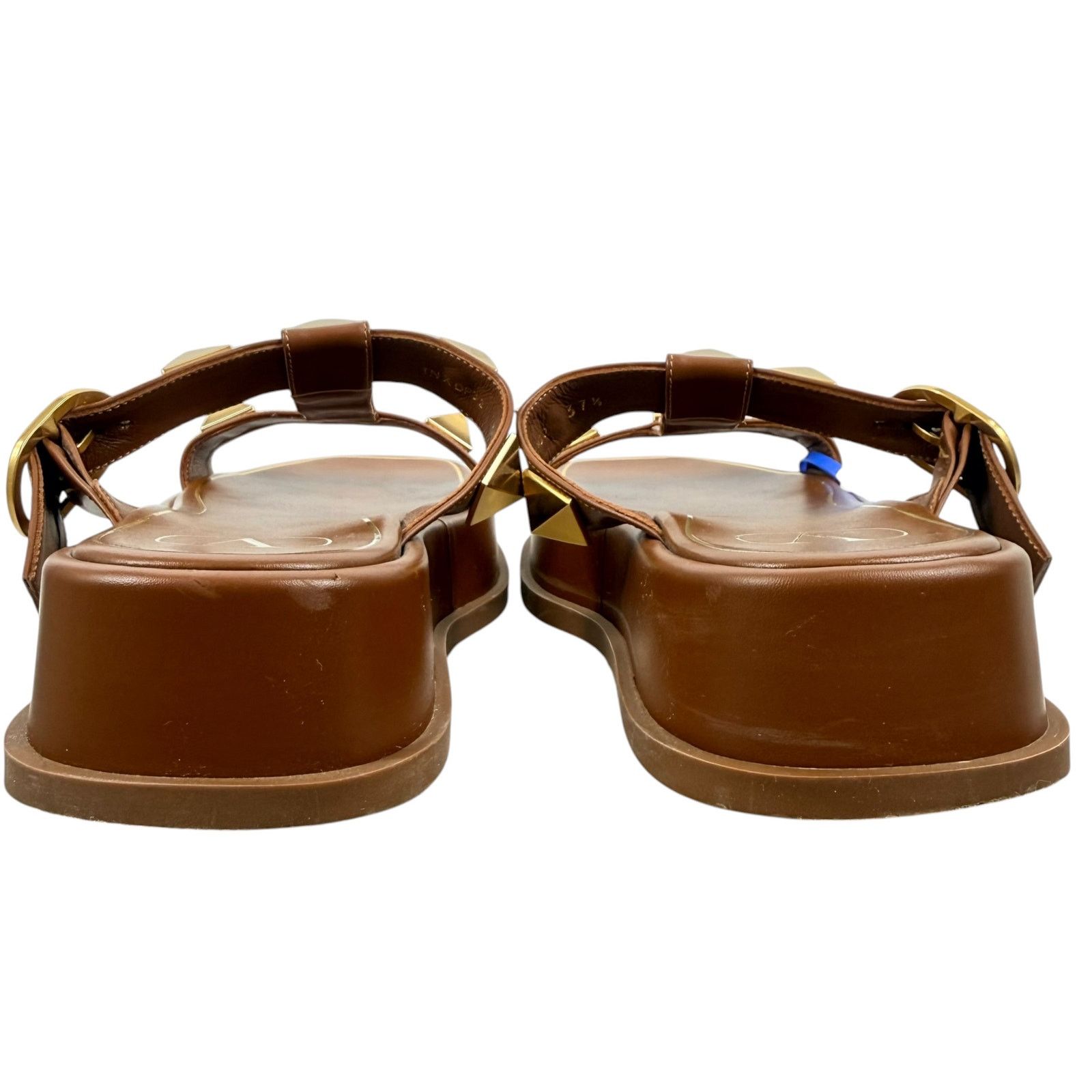 Valentino Valentino Garavani Roman Stud Platform Leather Slides Brown Size US 7.5 / IT 37.5 - 5 Thumbnail