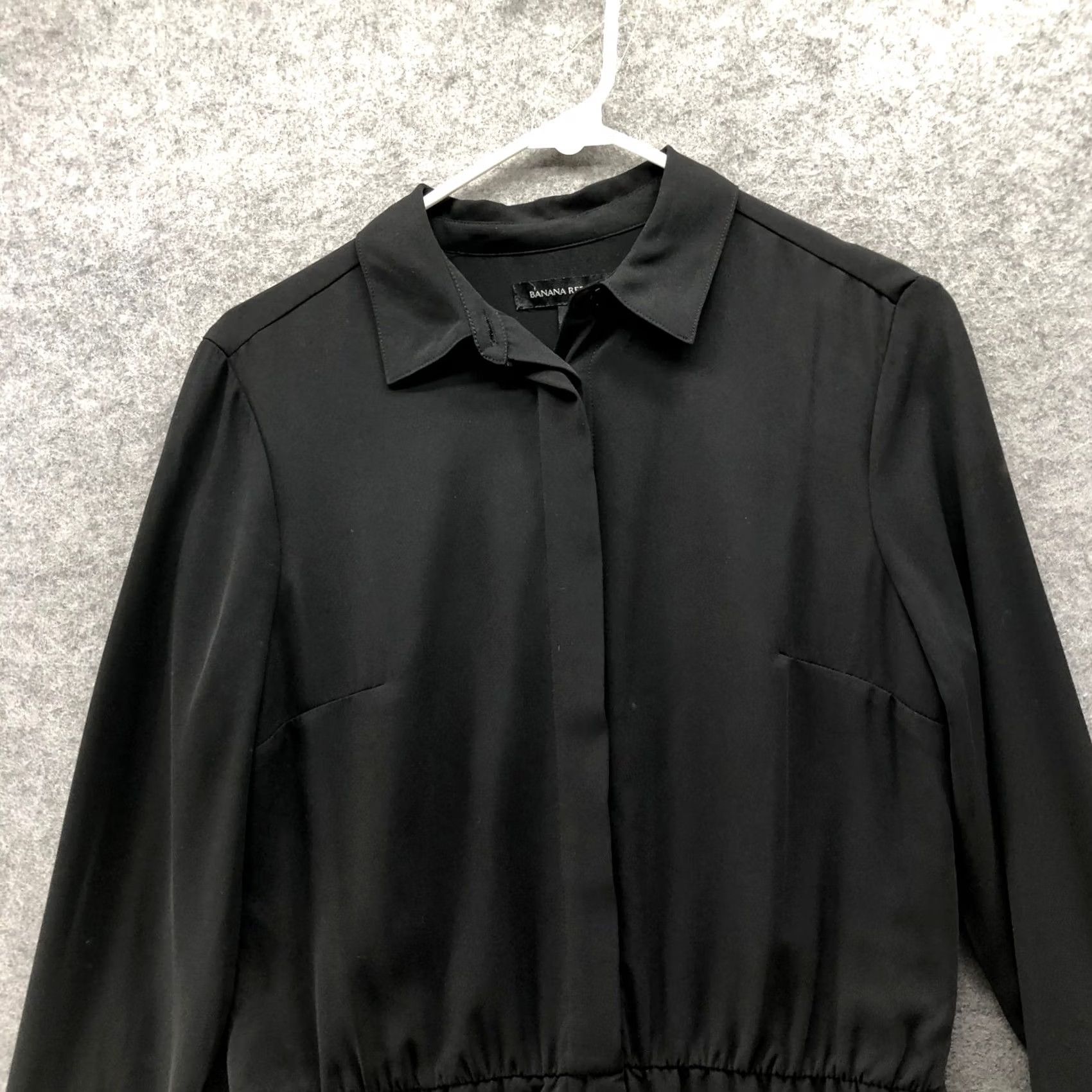 Banana Republic Banana Republic Shirt Dress Womens 2 Black Long Sleeve Collared Knee Length Size XS / US 0-2 / IT 36-38 - 3 Thumbnail