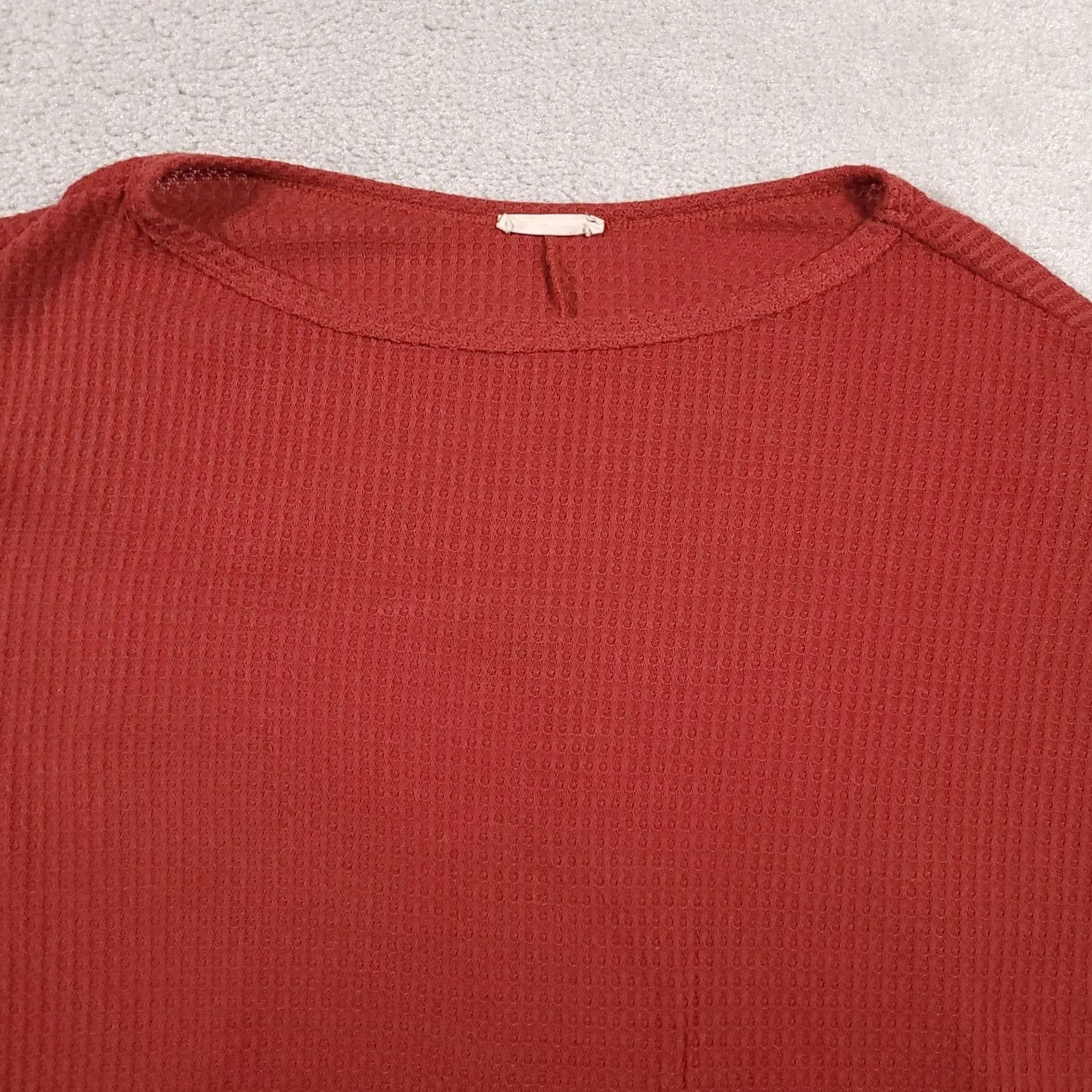 Rusty REB & J 220 Shirt Women's Medium Rust Orange Thermal Waffle Knit Shirt Size M / US 6-8 / IT 42-44 - 3 Thumbnail