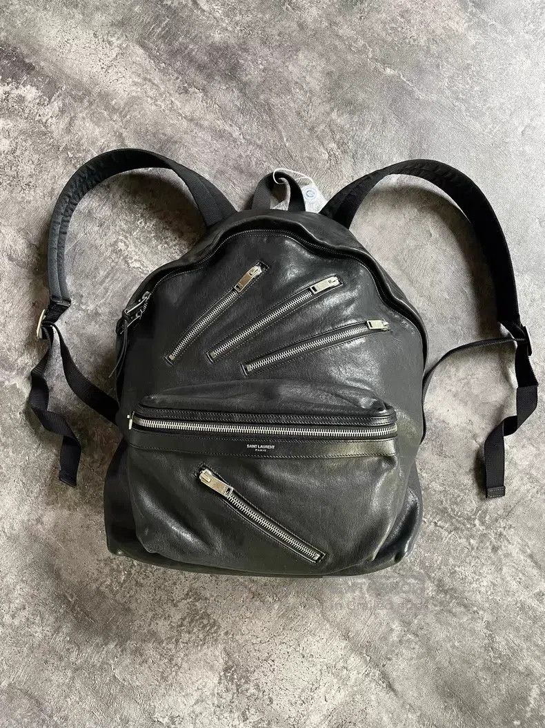 Saint Laurent Paris Saint Laurent Paris Leather Multiple Zippers Backpack i Size ONE SIZE - 2 Thumbnail