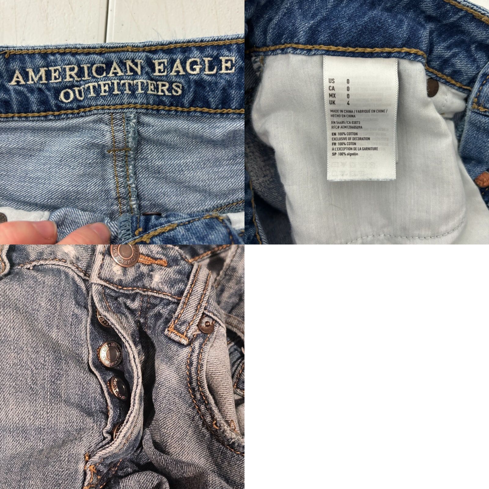 American Eagle Outfitters AMERICAN EAGLE Denim Skirt Womens 0 A-Line Button Fly Frayed Medium Wash Blue Size 25" / US 0 / IT 36 - 8 Thumbnail