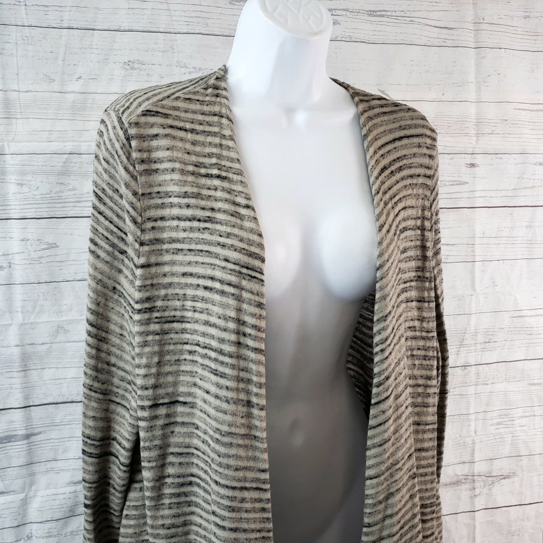 Vintage Tianello Womens Palmia Flow Cardigan Sz Medium Tan Stripe Open Front Long Sleeve Size M / US 6-8 / IT 42-44 - 2 Thumbnail
