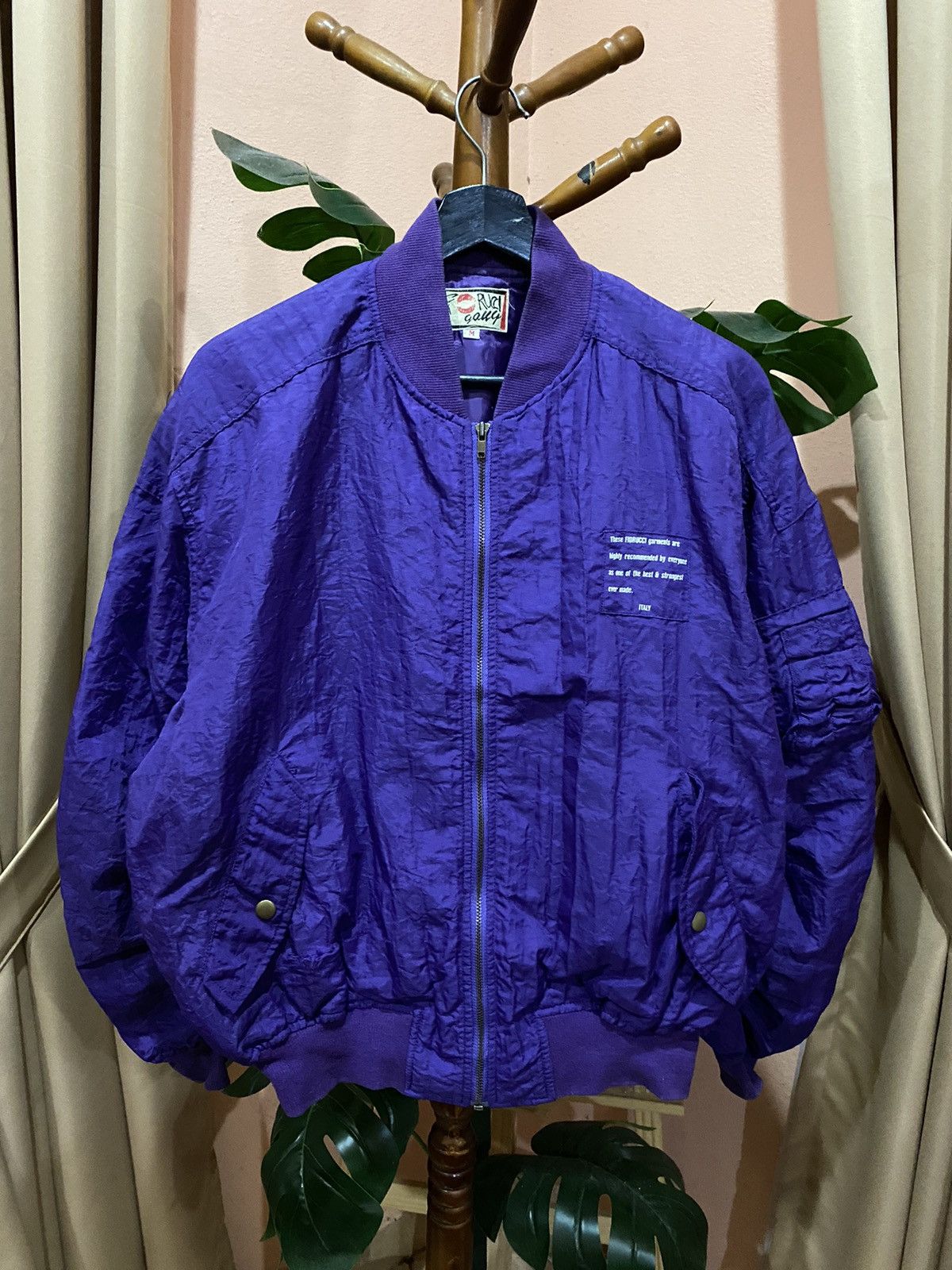 Fiorucci Fiorucci Vintage Purple Nylon Bomber Jacket Italian Style Size US M / EU 48-50 / 2 - 2 Thumbnail