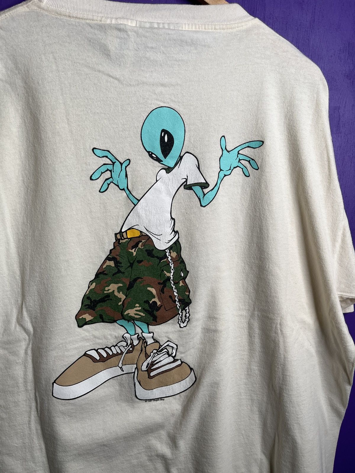 Bugle Boy × Vintage Vintage 90s Bugle boy alien logo t-shirt Size US XL / EU 56 / 4 - 3 Thumbnail