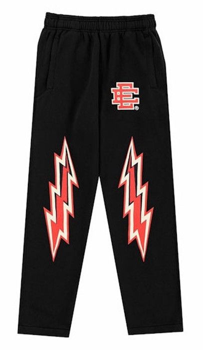 Eric Emanuel Eric Emanuel EE black w red lightning bolt sweatpants large Size US 32 / EU 48 - 1 Thumbnail