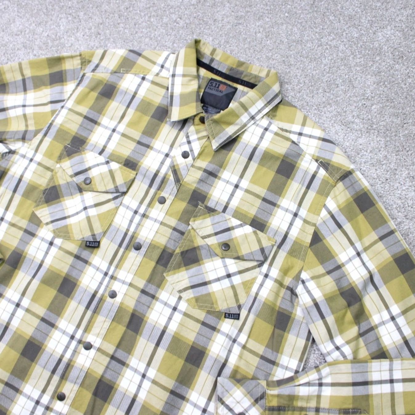 Vintage 5.11 Tactical Shirt Mens Large Yellow Plaid RAPIDraw Placket Long Sleeve Snap Shirt Size US L / EU 52-54 / 3 - 3 Thumbnail