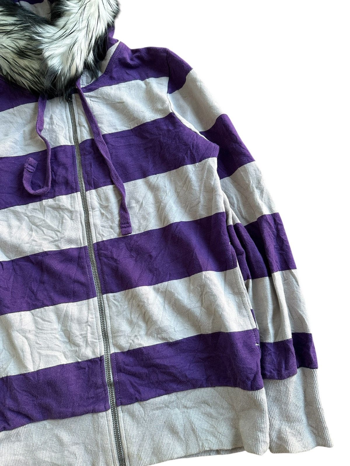 Hysteric Glamour AMPM BIG STRIPED Zip Fur HOODIE IFSIXWASNINE LGB STYLE Size S / US 4 / IT 40 - 4 Thumbnail