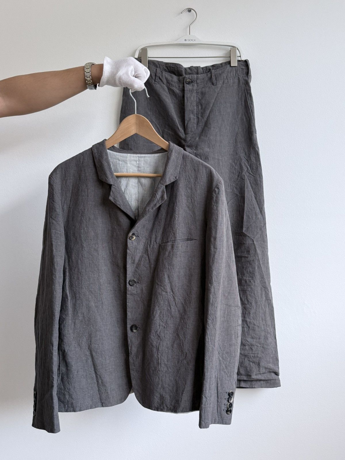 Forme D'Expression Forme Dexpression Gray Linen Jacket + Pants Suit Size 38R - 1 Thumbnail
