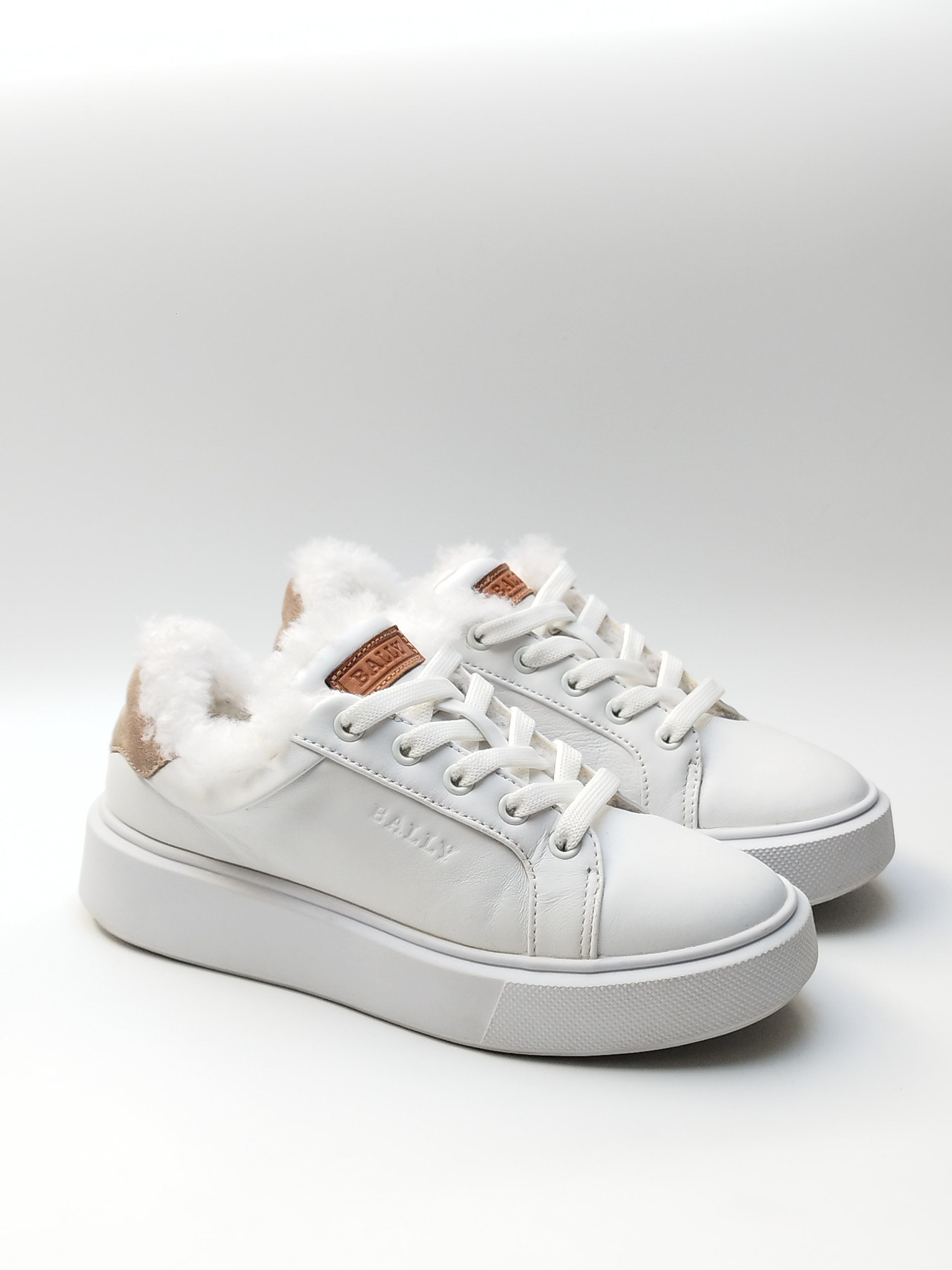 Bally Bally leather Trainers faux fur white beige Size US 6 / IT 36 - 1 Thumbnail