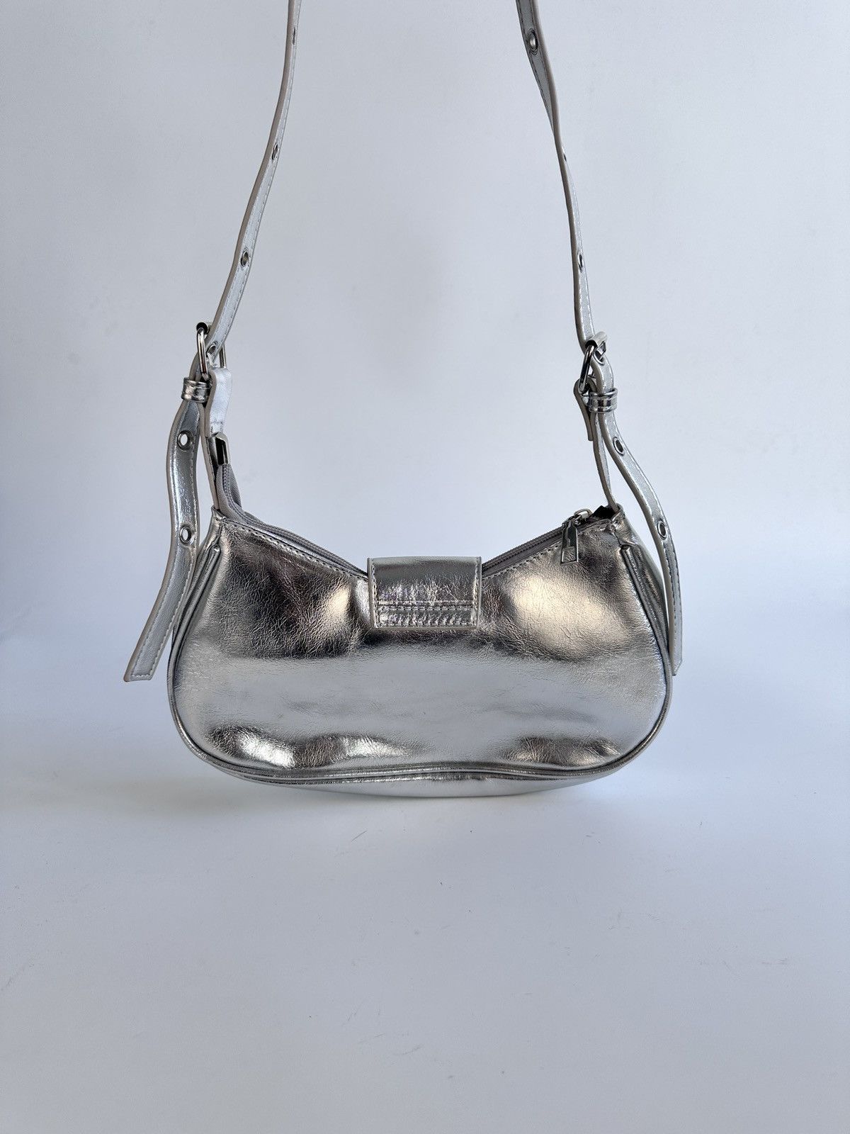 Other Trendy Shoulder Bag Cyber Grunge Aesthetic Chrome Hobo Purse Size ONE SIZE - 5 Thumbnail