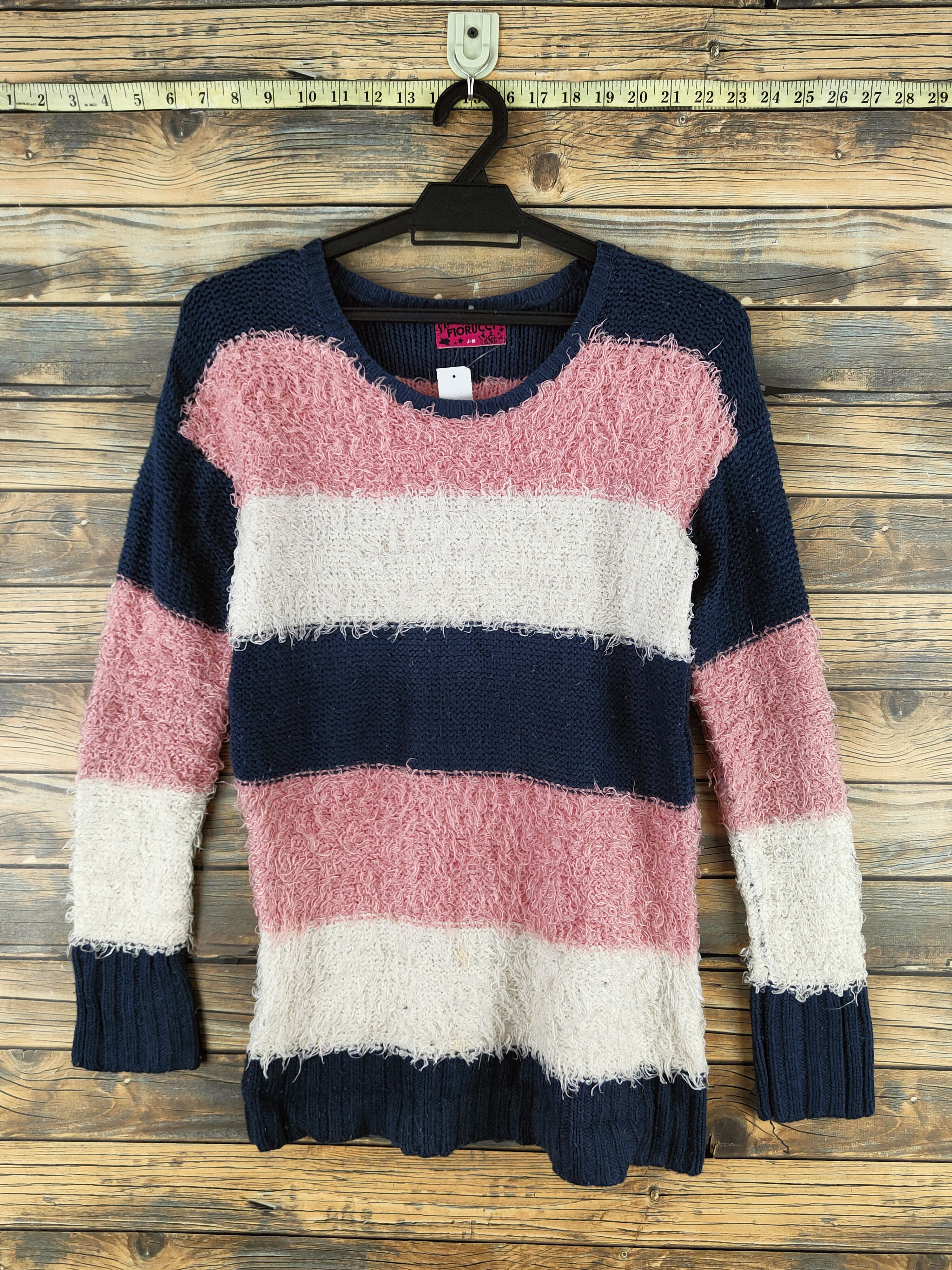 DL Fiorucci Navy Pink Fur Mohair Knitwear #46-538