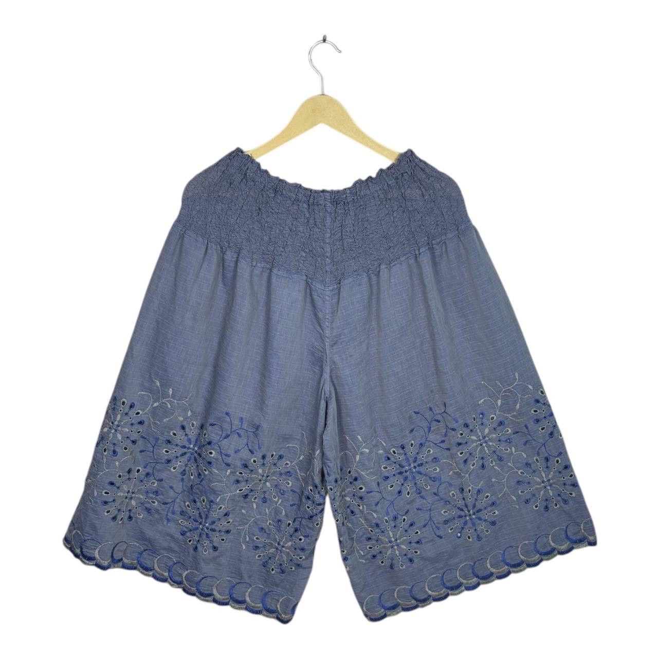 Issey Miyake Me Issey Miyake Purple Eyelet Embroidery Smocked Shorts OS Size 29" - 2 Thumbnail