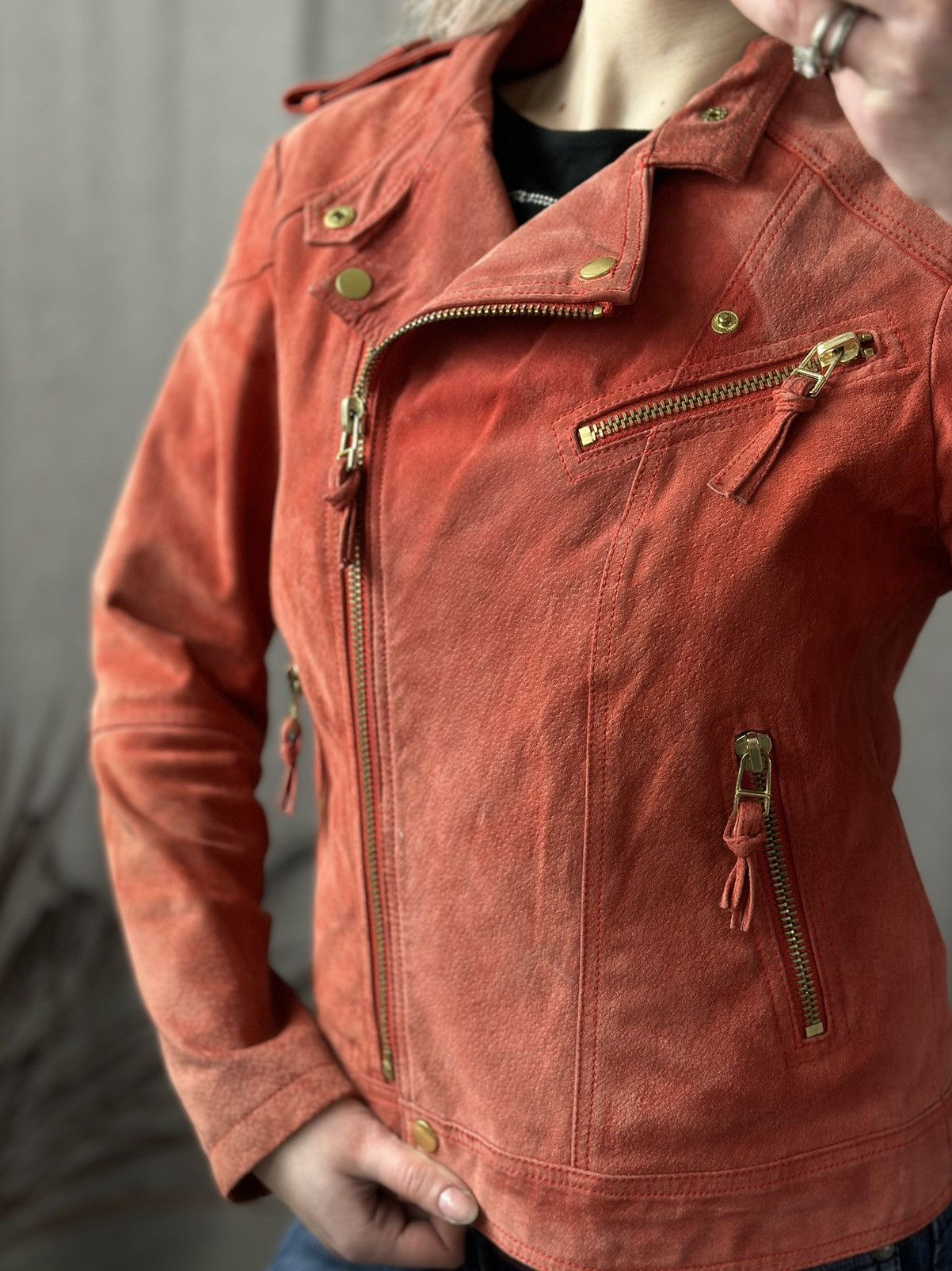Just Cavalli Vintage Leather Suede Jacket Avantgarde Diesel Cropped Y2k Size M / US 6-8 / IT 42-44 - 3 Thumbnail