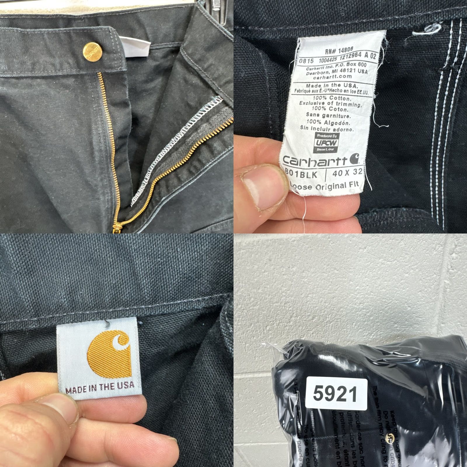 Carhartt VINTAGE Carhartt B01 USA Men's 40 x 30 Black Canvas Duck Double Knee Carpenter Pants Size US 40 / EU 56 - 9 Thumbnail