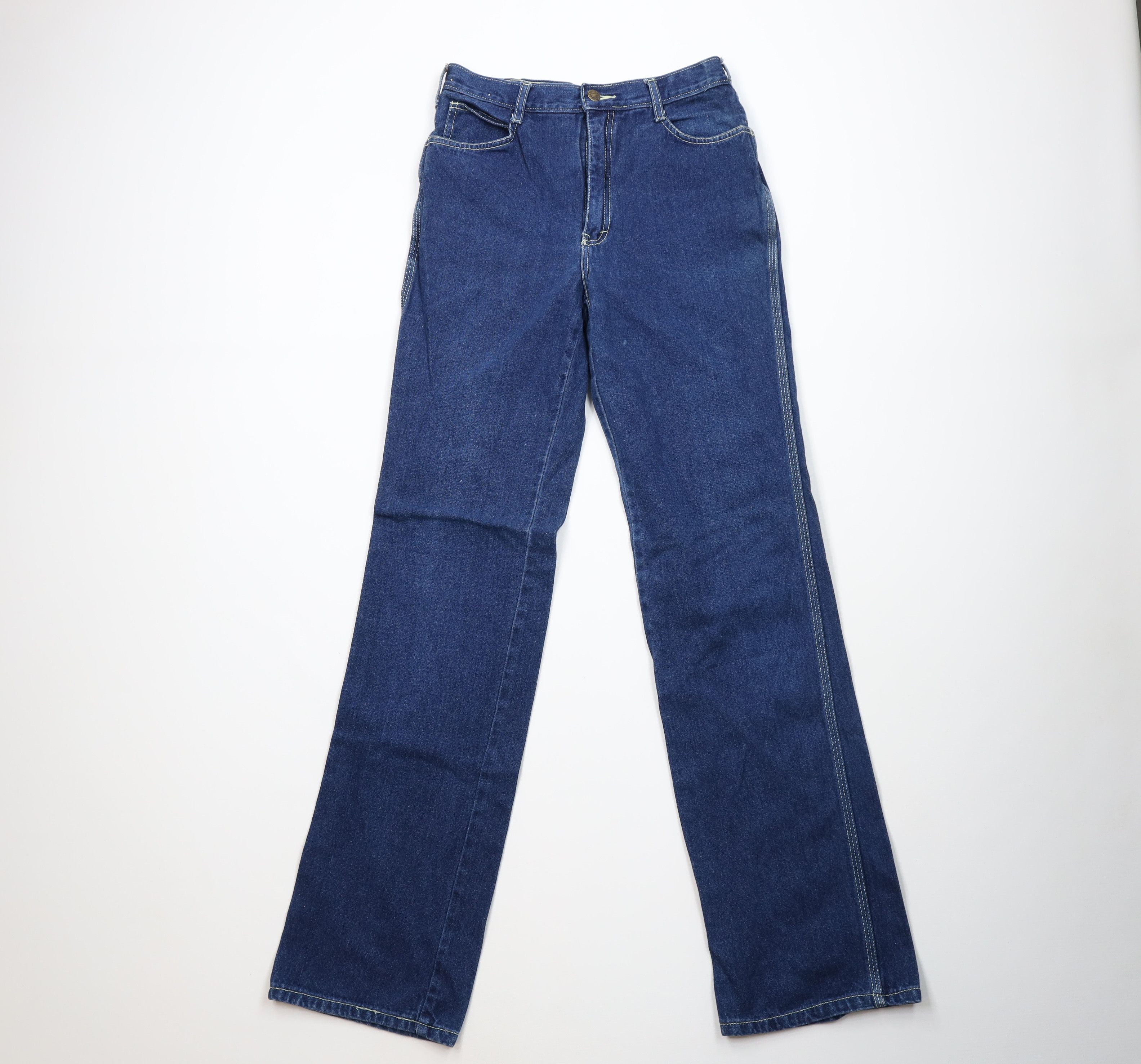 Vintage Vintage 70s Streetwear Flared Denim Jeans Blue Cotton Size 30" / US 8 / IT 44 - 1 Thumbnail