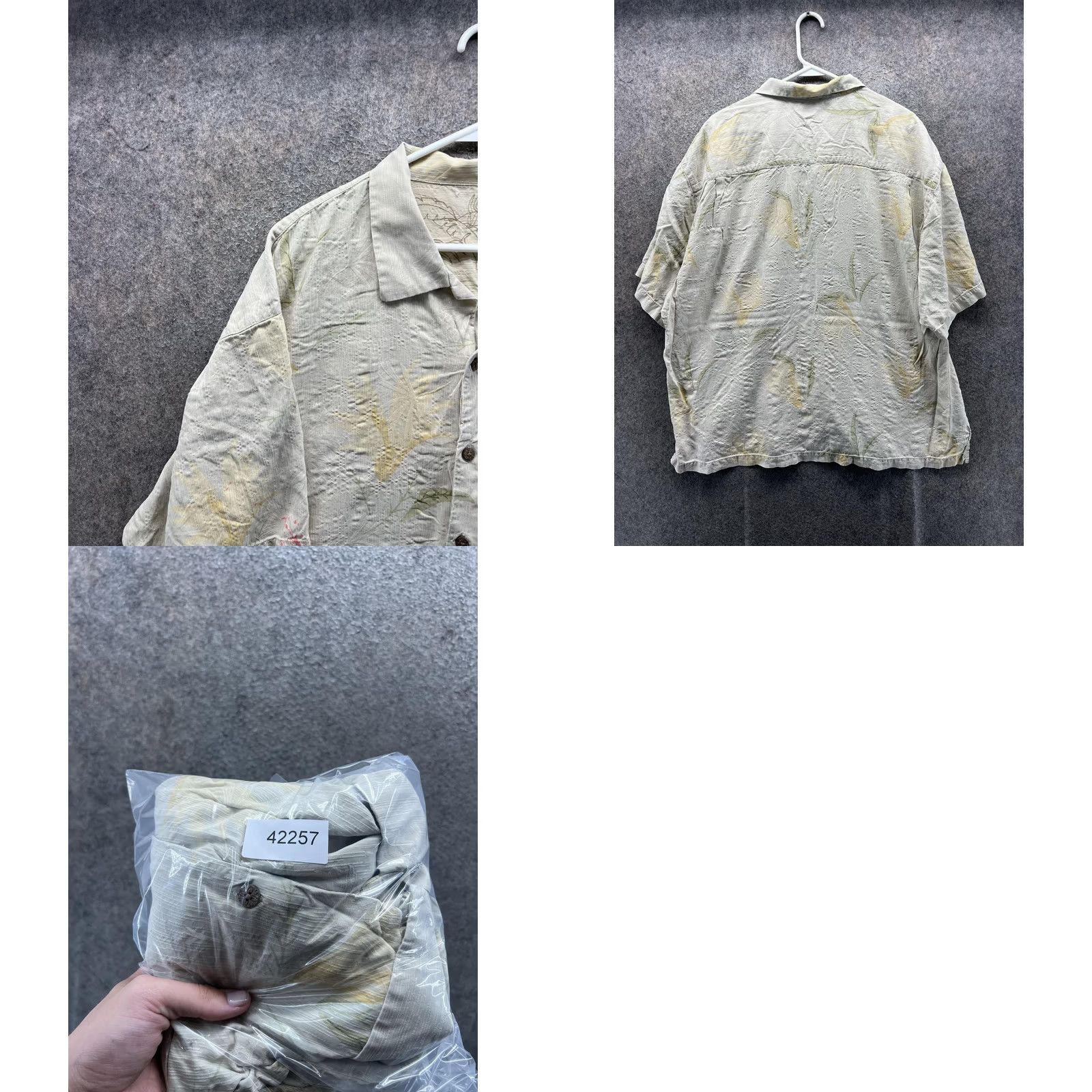 Tommy Bahama Tommy Bahama Shirt Mens XL Beige Floral Silk Hawaiian Short Sleeve Button Front Size US XL / EU 56 / 4 - 8 Thumbnail