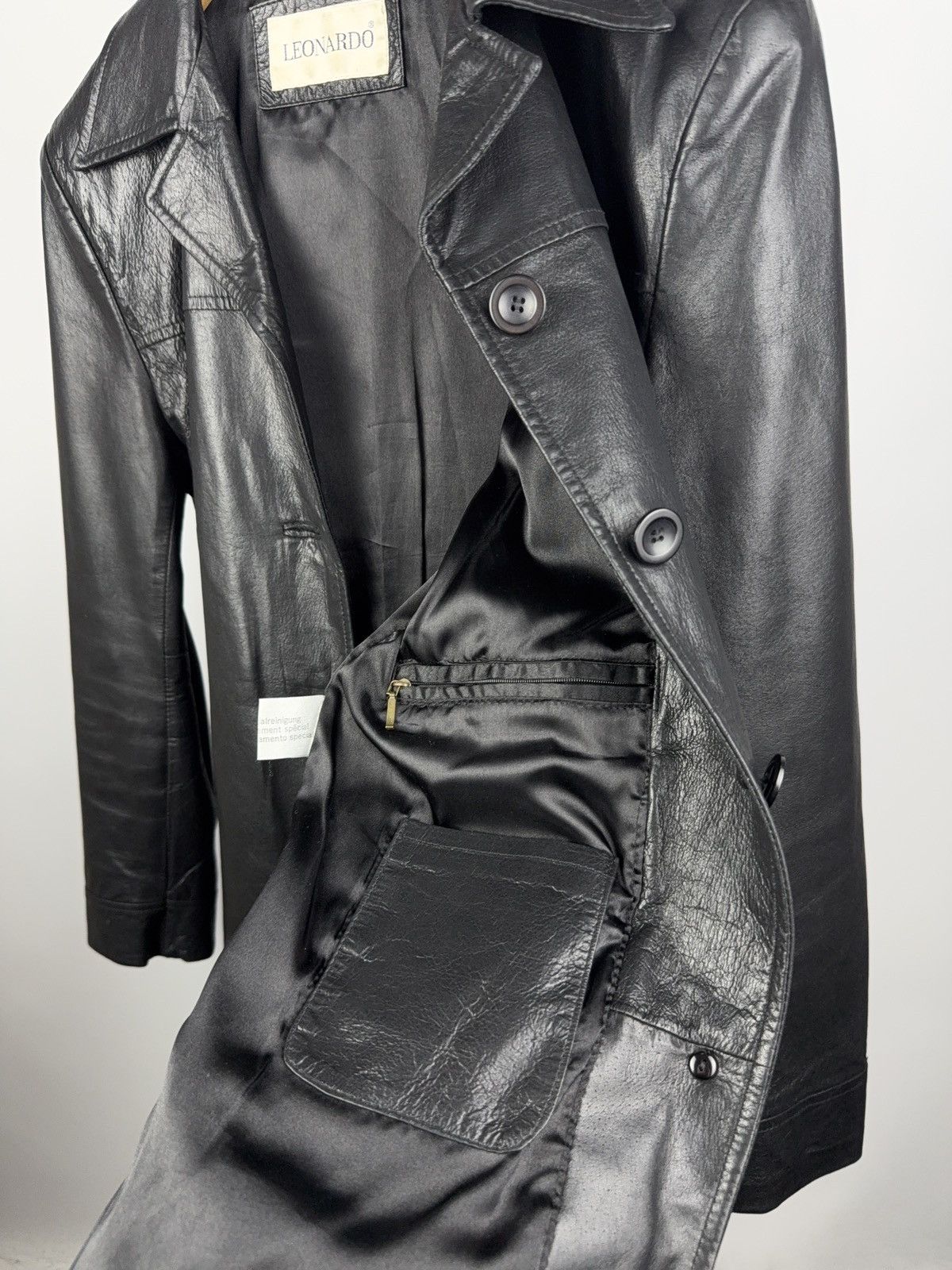 Leather × Vintage Vintage Leather Coat Minimal Black Blazer Jacket Y2K 90s Size M / US 6-8 / IT 42-44 - 9 Thumbnail
