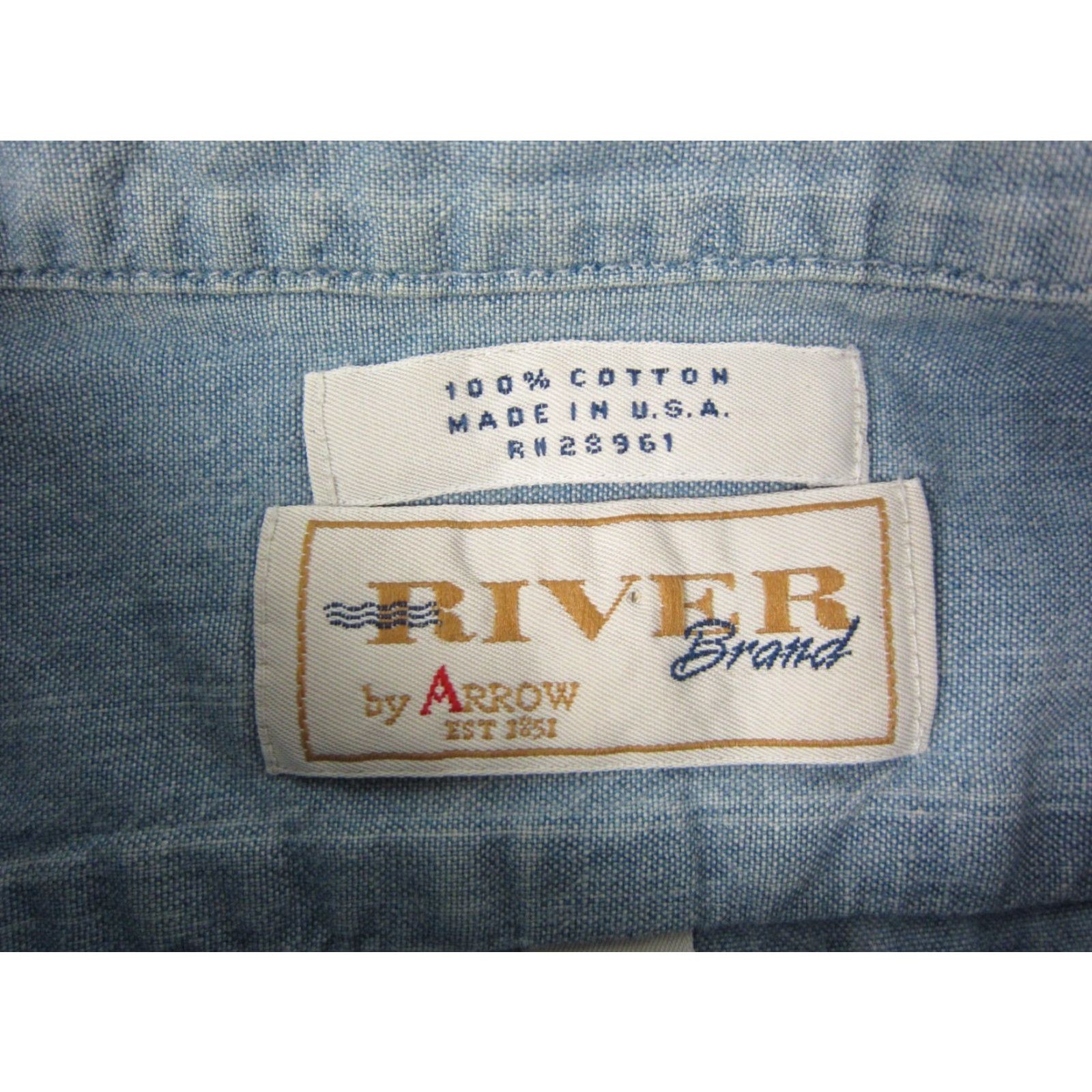 Arrow Vintage Arrow Shirt Mens XL Blue Chambray Button-Up Collar Pocketed 17 Regular Fit USA Size US XL / EU 56 / 4 - 4 Thumbnail