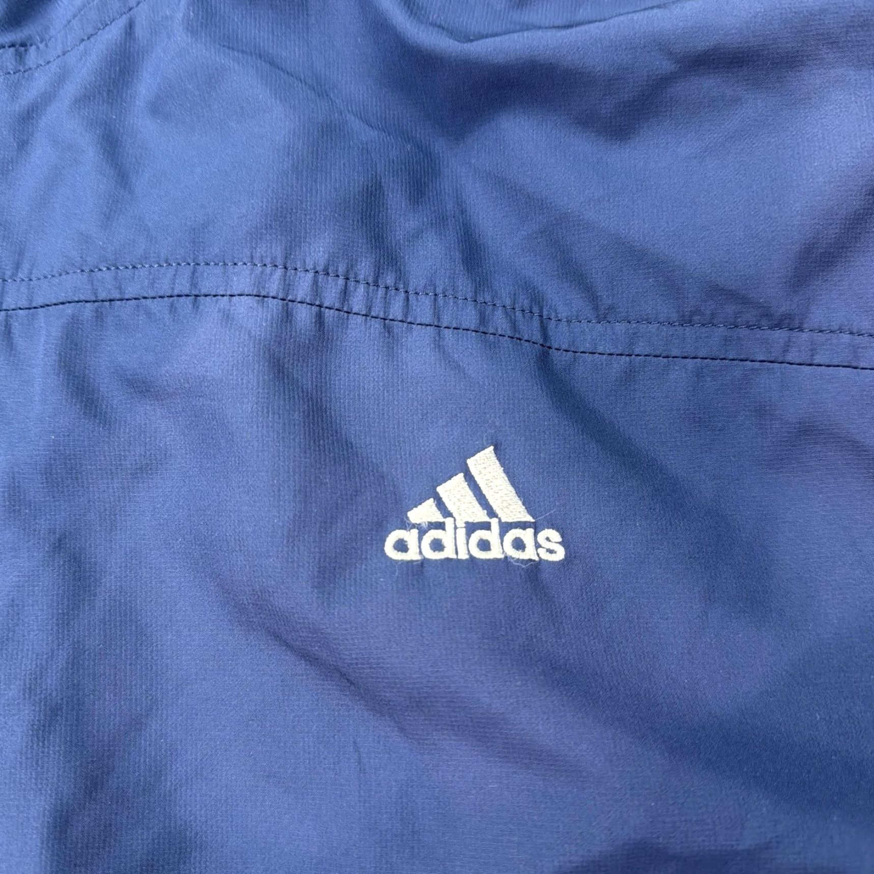 Adidas Adidas Jacket Mens 2XL Blue Full Zip Windbreaker 3 Stripes Athletic Lined Size US XXL / EU 58 / 5 - 2 Thumbnail