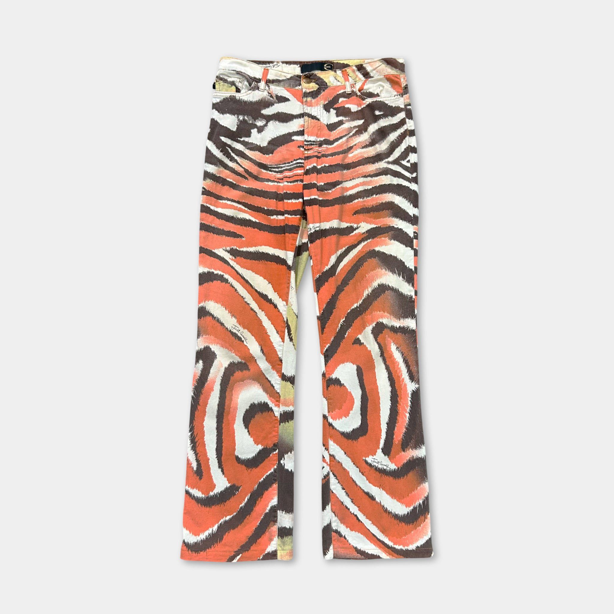 Roberto Cavalli Just Cavalli 2000s Psychedelic Orange Zebra Pants Size US 28 / EU 44 - 1 Thumbnail