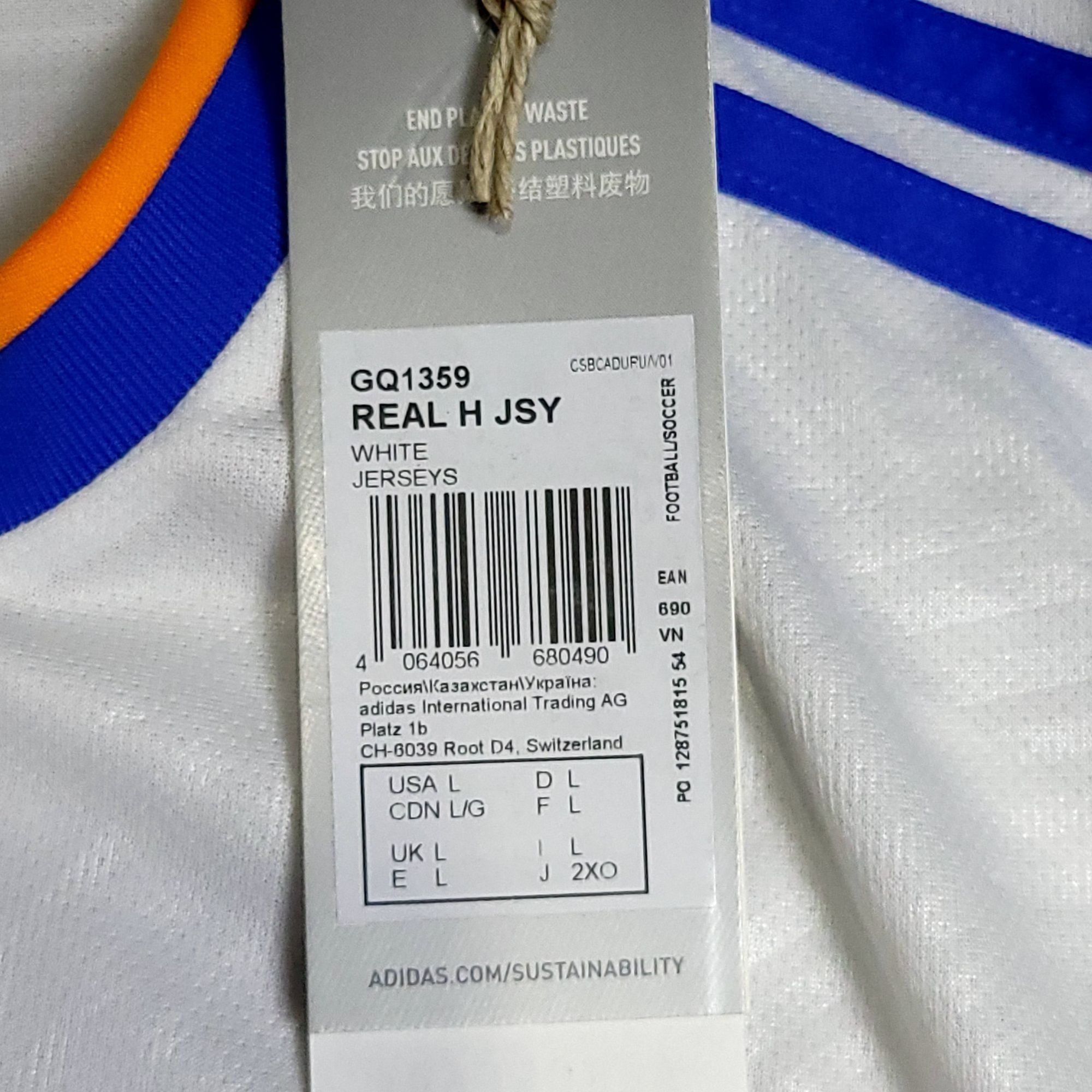 Adidas Benzema Real Madrid 2021 2022 UEFA FINAL Soccer Jersey BNWT Size US L / EU 52-54 / 3 - 5 Thumbnail