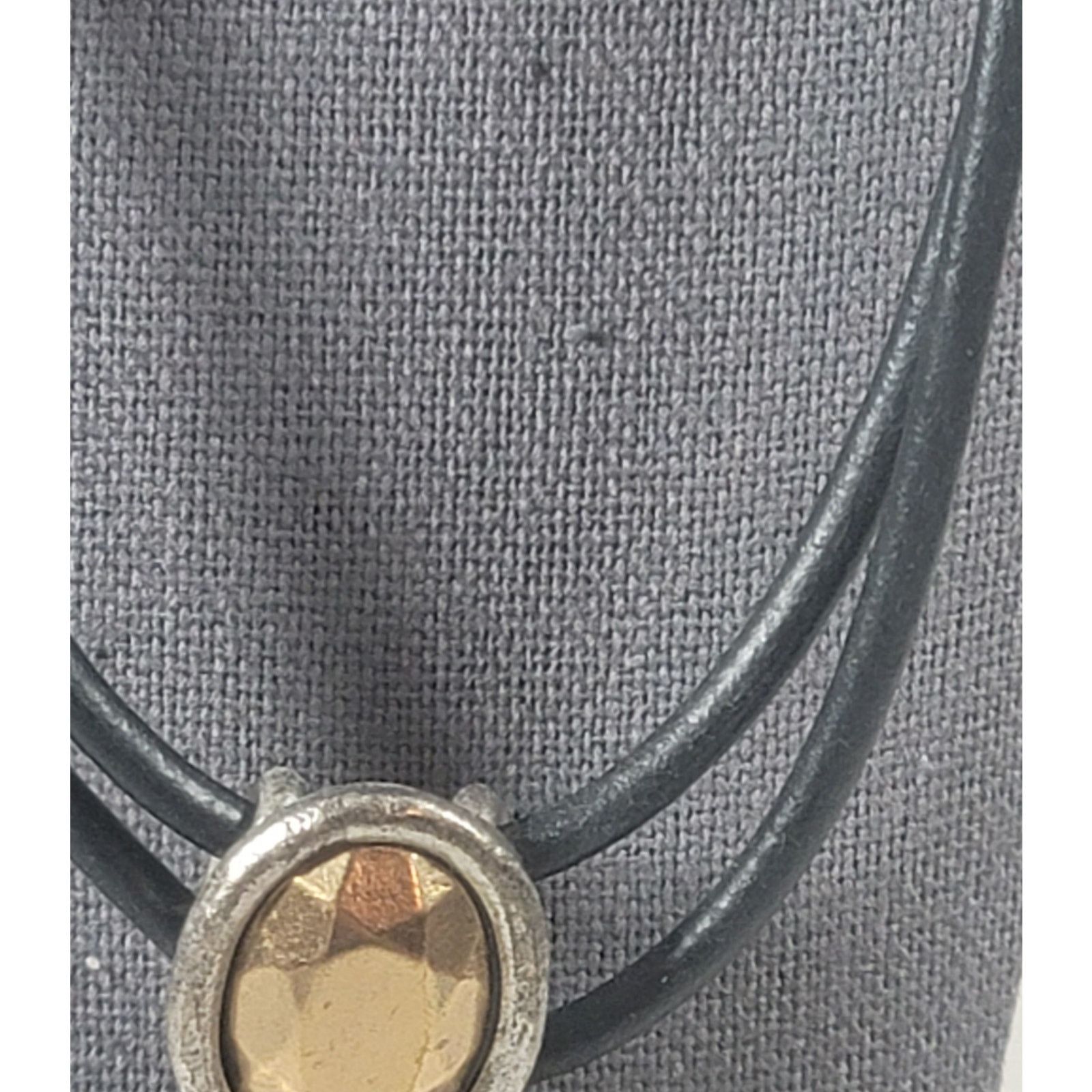 Other Black Leather Brass Silver 3 Tiered Oval 13" Necklace Boho Size ONE SIZE - 5 Thumbnail