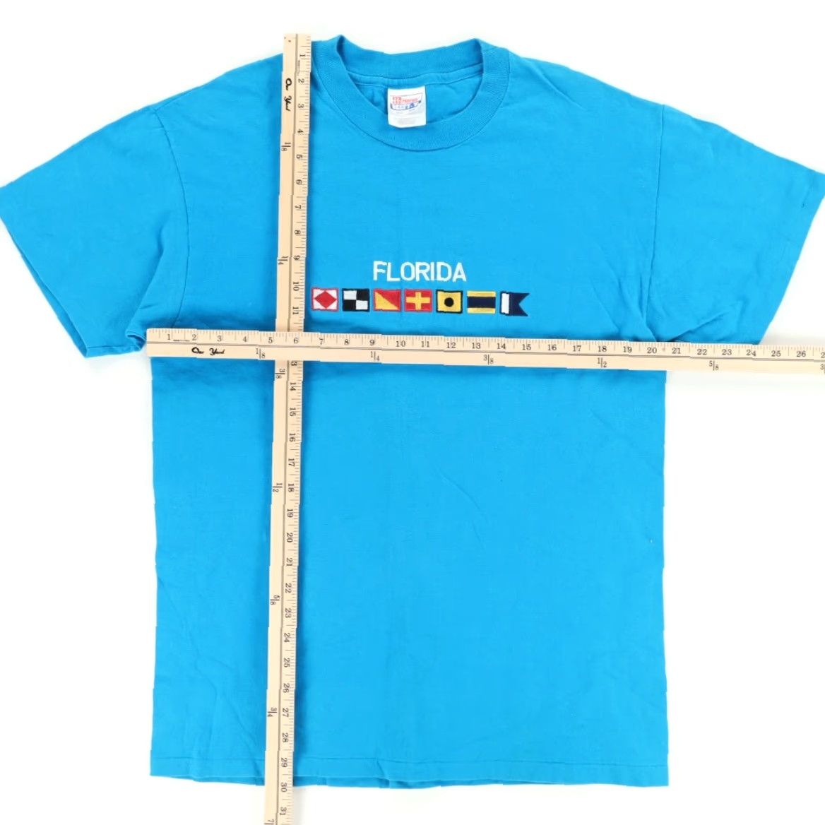 Hanes VINTAGE Hanes Florida Embroidered Single Stitch Solid T-Shirt Blue Men's L Size US L / EU 52-54 / 3 - 3 Thumbnail