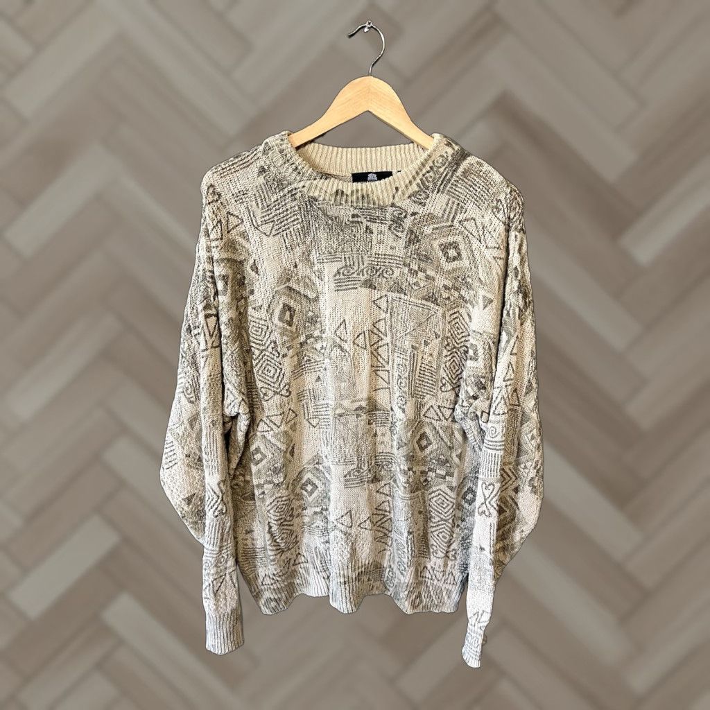 Vintage VINTAGE Structure Mens Brown Pullover Knitted Aztech Print Sweatshirt Size S Size US S / EU 44-46 / 1 - 1 Thumbnail