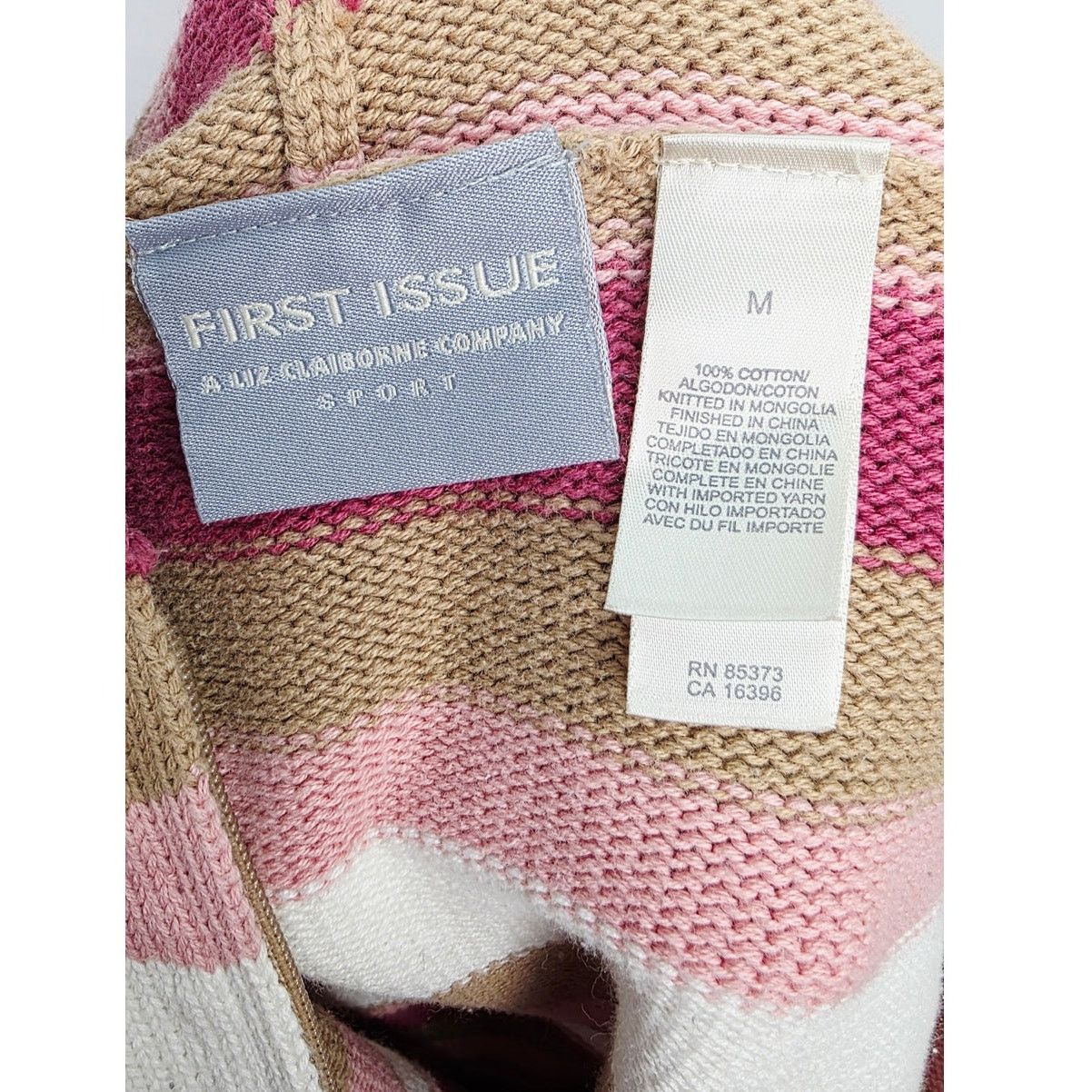 Other Vintage 90's Pink & Tan Striped Hooded Zipper Front Sweater Size M / US 6-8 / IT 42-44 - 7 Thumbnail