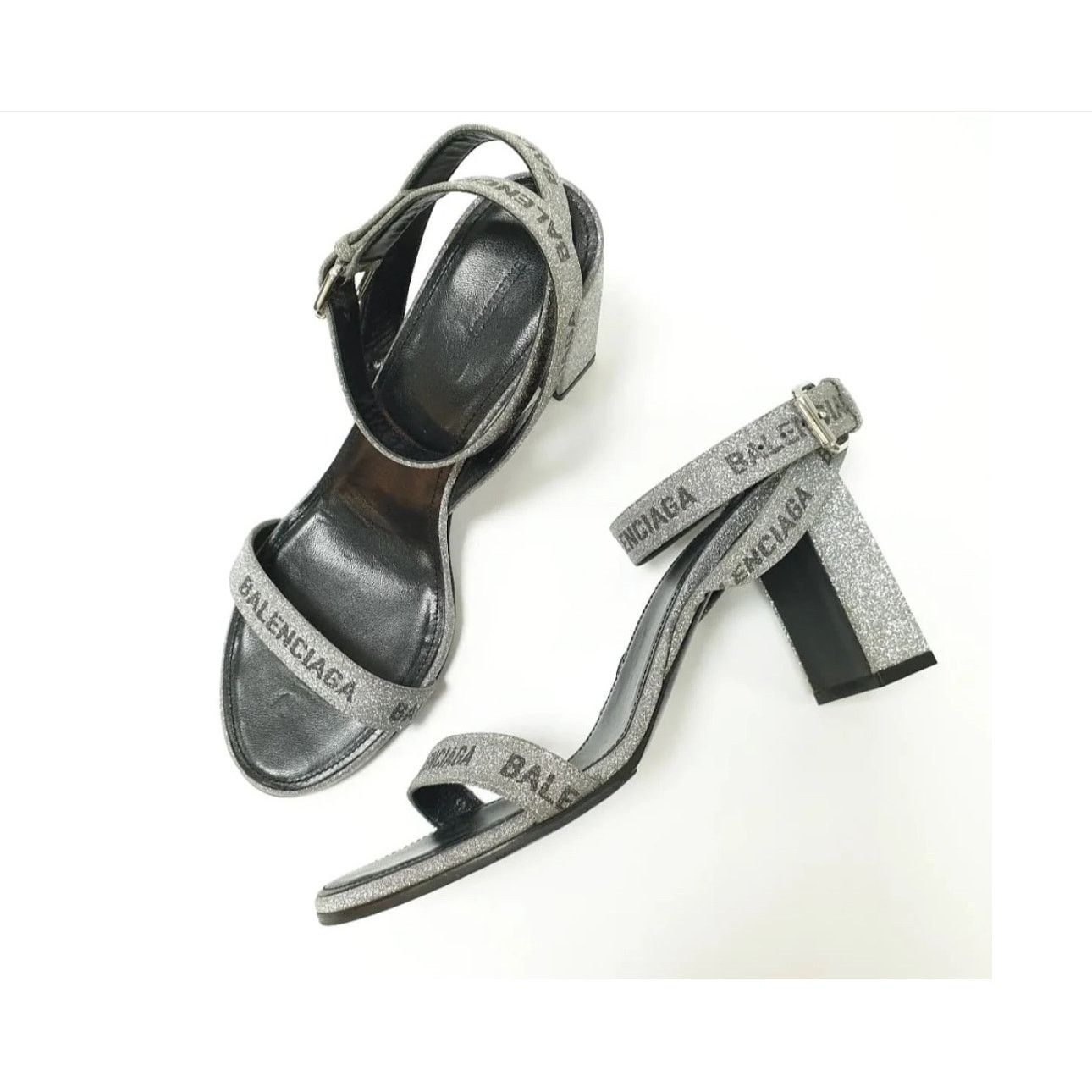 Balenciaga Balenciaga Round Glitter Logo Sandals Sz.38 Size US 7 / IT 37 - 1 Thumbnail