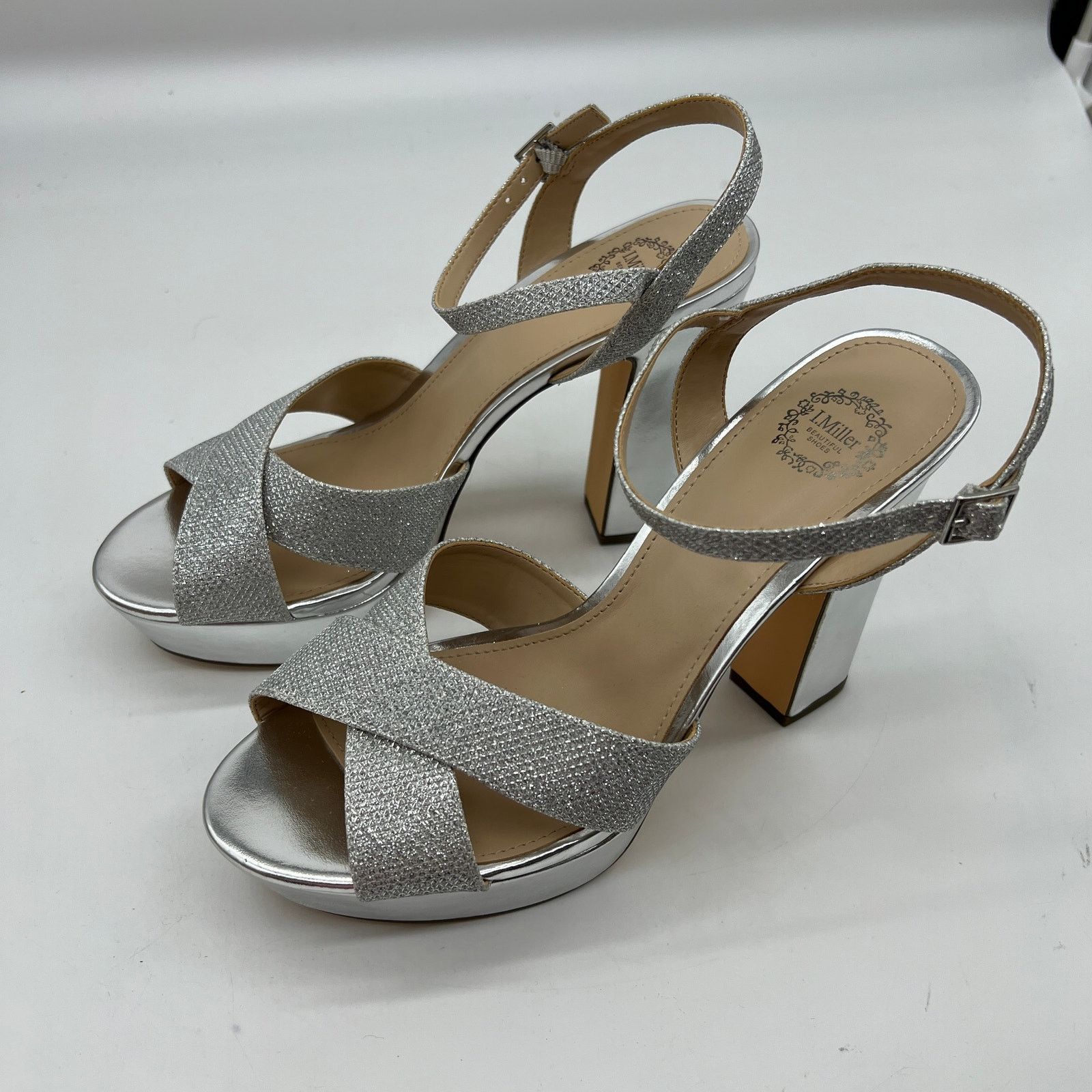 Other I. Miller Womens Samien Heeled Sandals Silver Size US 9 / IT 39 - 6 Thumbnail