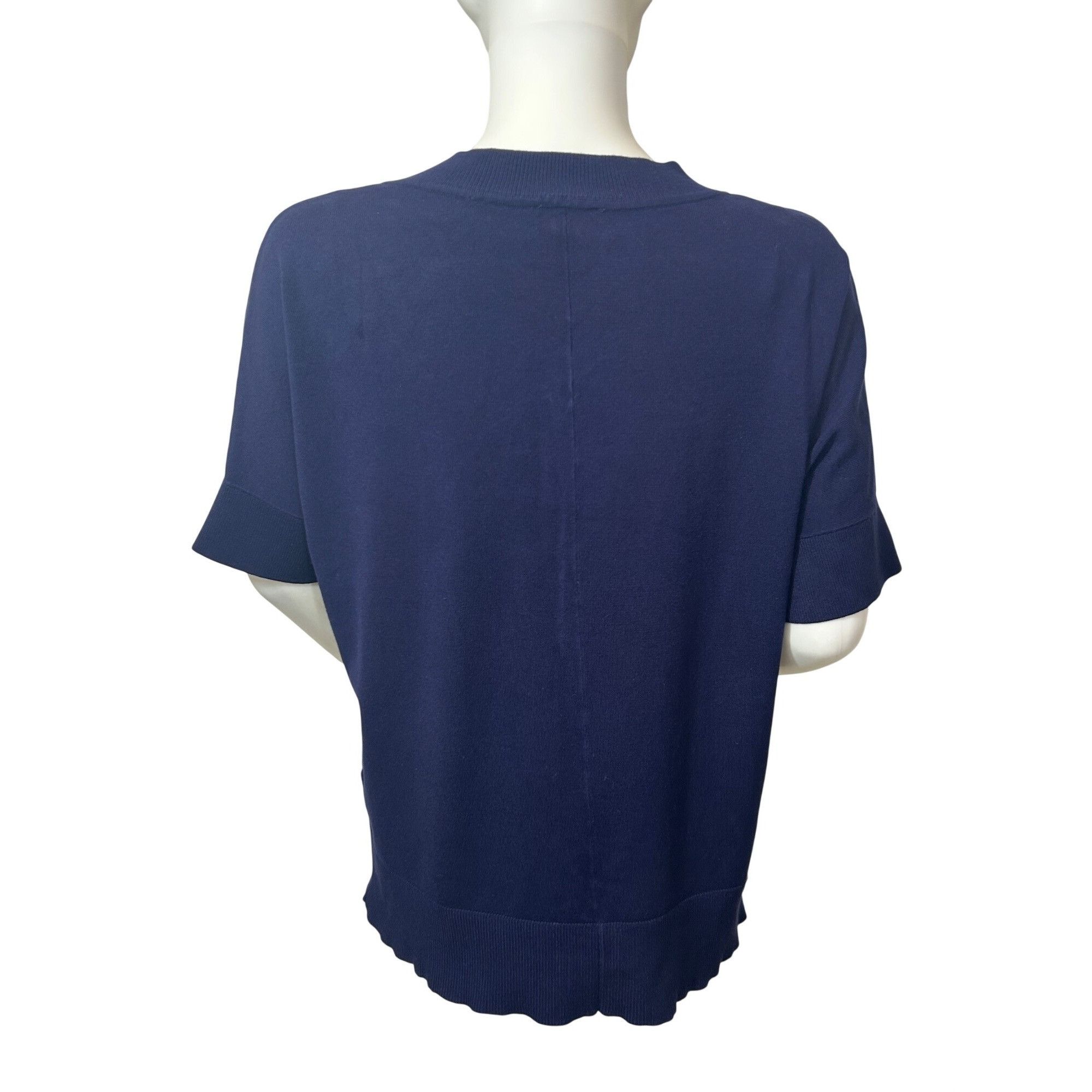 Jones New York Jones New York Signature Knit Top M Navy Blue Short Sleeve V Size M / US 6-8 / IT 42-44 - 3 Thumbnail