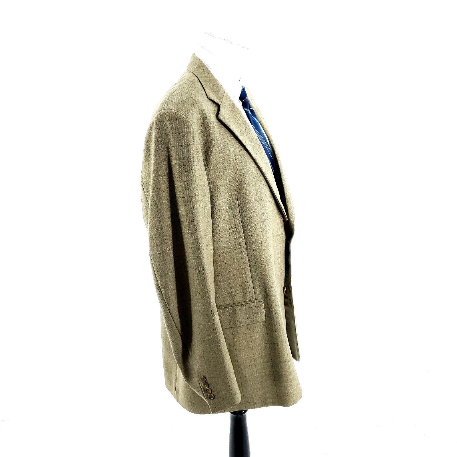 Pronto Uomo Pronto Uomo Worsted Wool 2 Button Blazer 44L Tan Sharkskin B Size 44L - 6 Thumbnail
