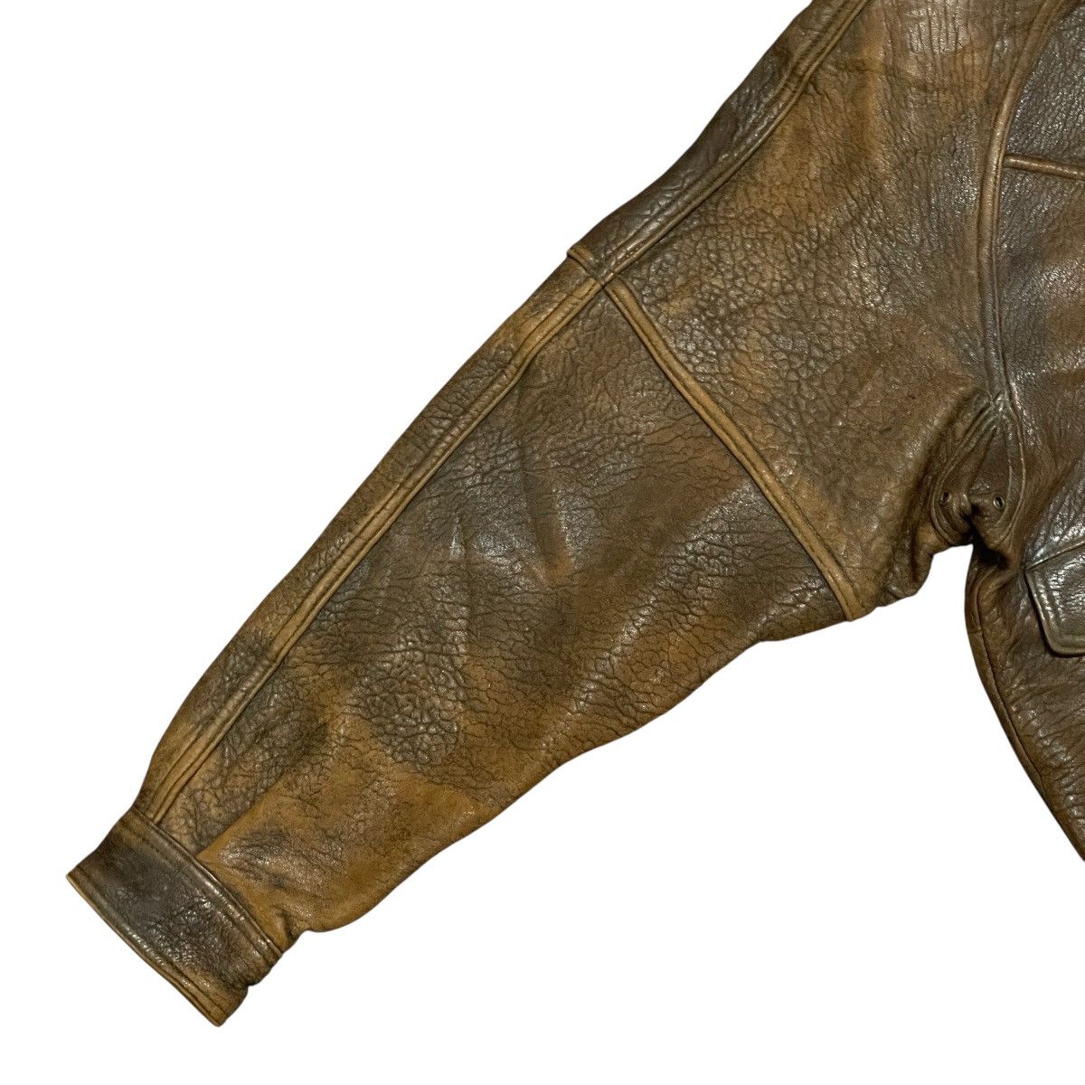 Vintage Vintage 90s Distressed Brown Sheep Leather A-2 Bomber Jacket Size US L / EU 52-54 / 3 - 8 Thumbnail