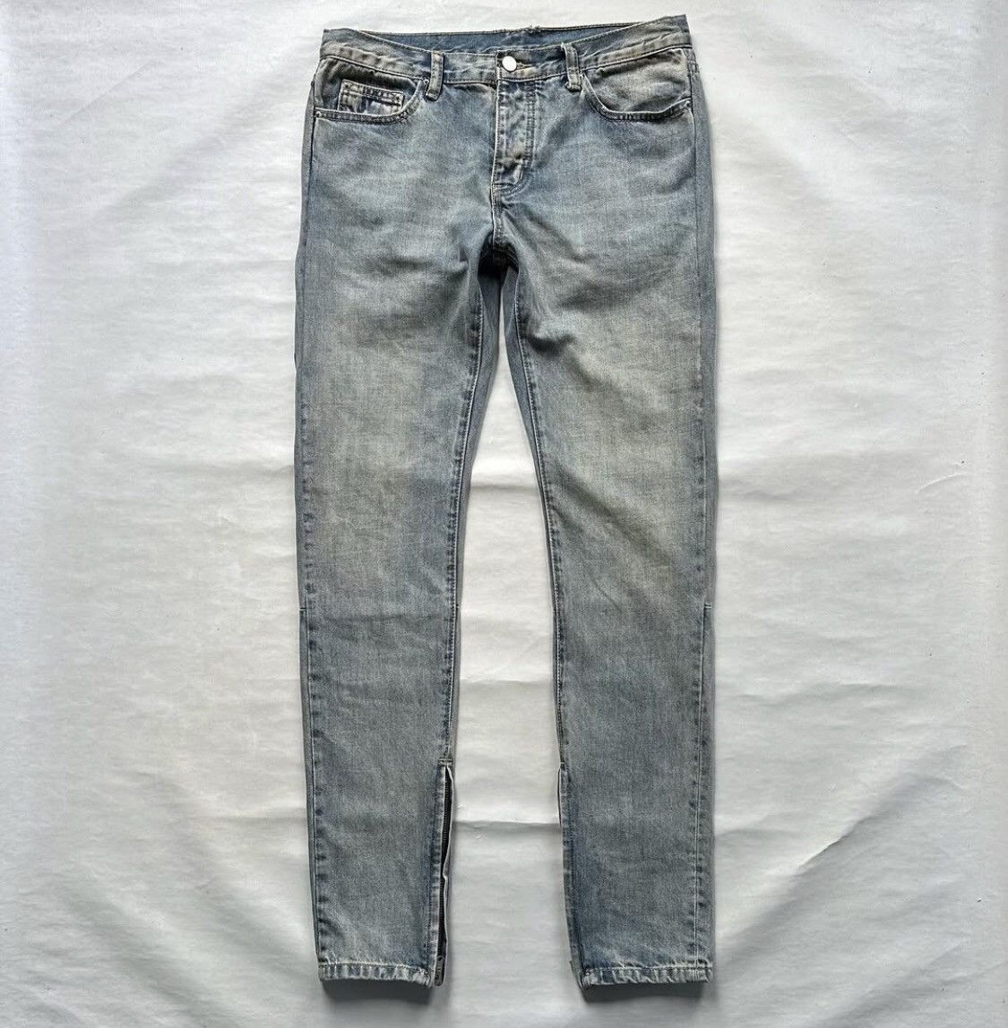 Designer × MNML MNML M5 Zipper Slim Denim Pants Blue Size US 32 / EU 48 - 1 Thumbnail