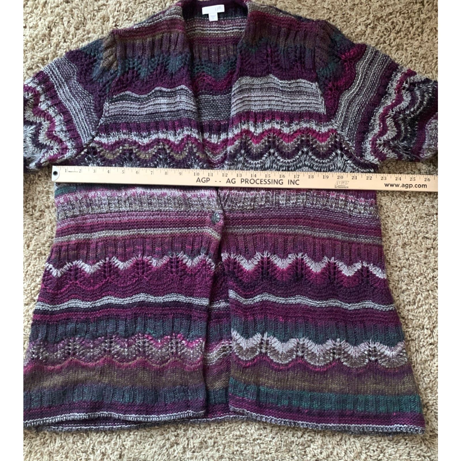 J. Jill J. Jill Cardigan Wool Blend Button Closure Knit Sweater XL Women Multicolor Purple Teal Long Sleeve Size XL / US 12-14 / IT 48-50 - 7 Thumbnail